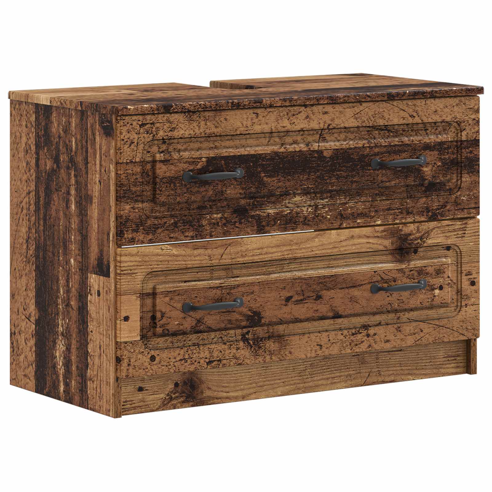 2-delige Badkamerkast Set UTRECHT Oud hout Bewerkt hout is nu te koop bij PeponiXL, paradijselijk wonen!