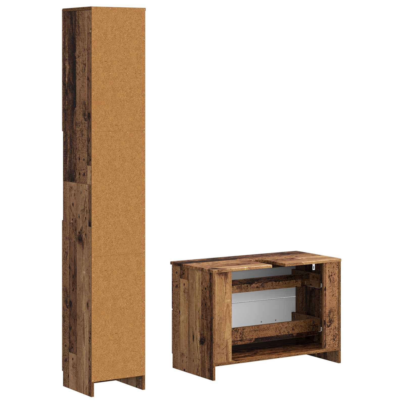 2-delige Badkamerkast Set UTRECHT Oud hout Bewerkt hout is nu te koop bij PeponiXL, paradijselijk wonen!