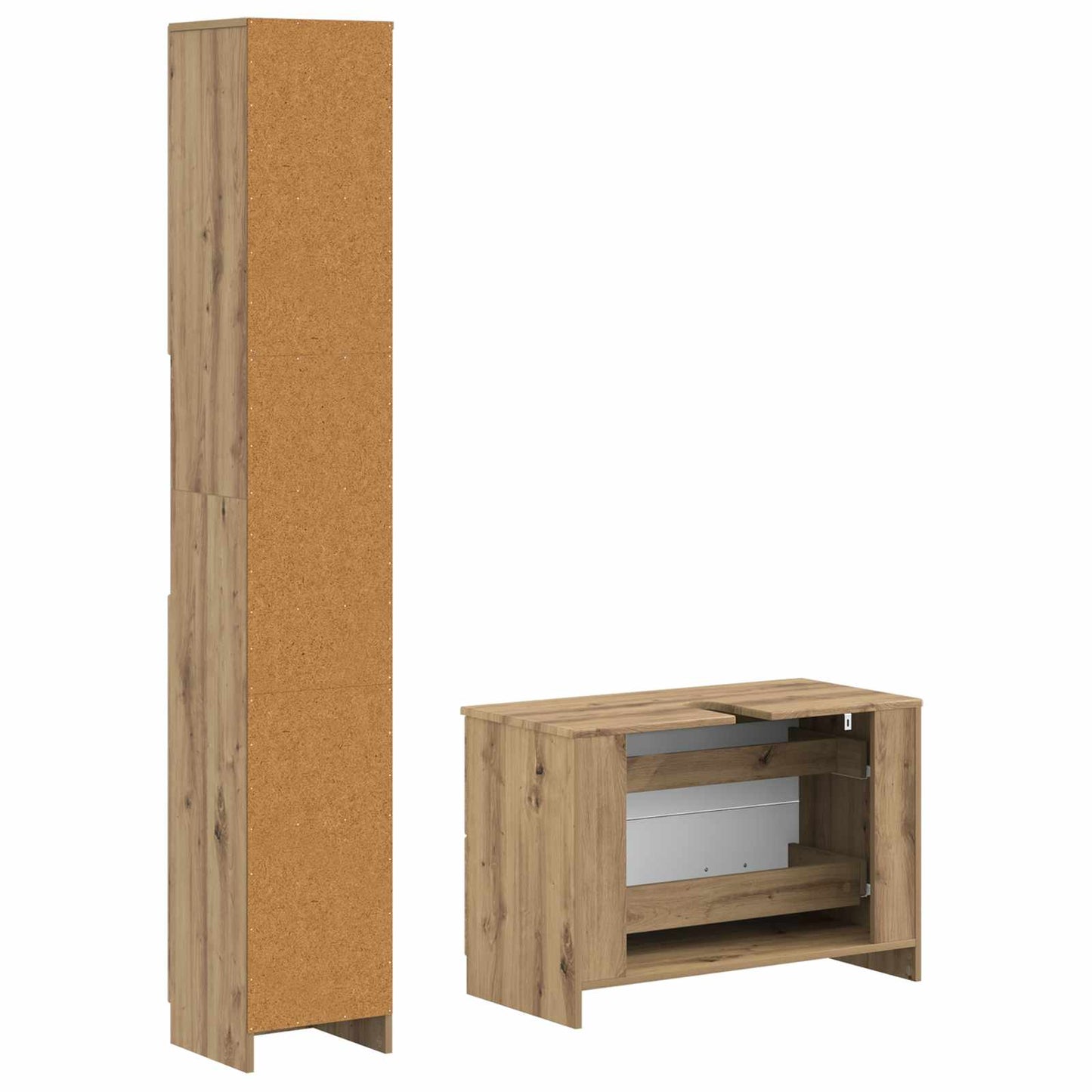 2-delige Badkamerkast Set UTRECHT Artisanaal eiken Bewerkt hout is nu te koop bij PeponiXL, paradijselijk wonen!