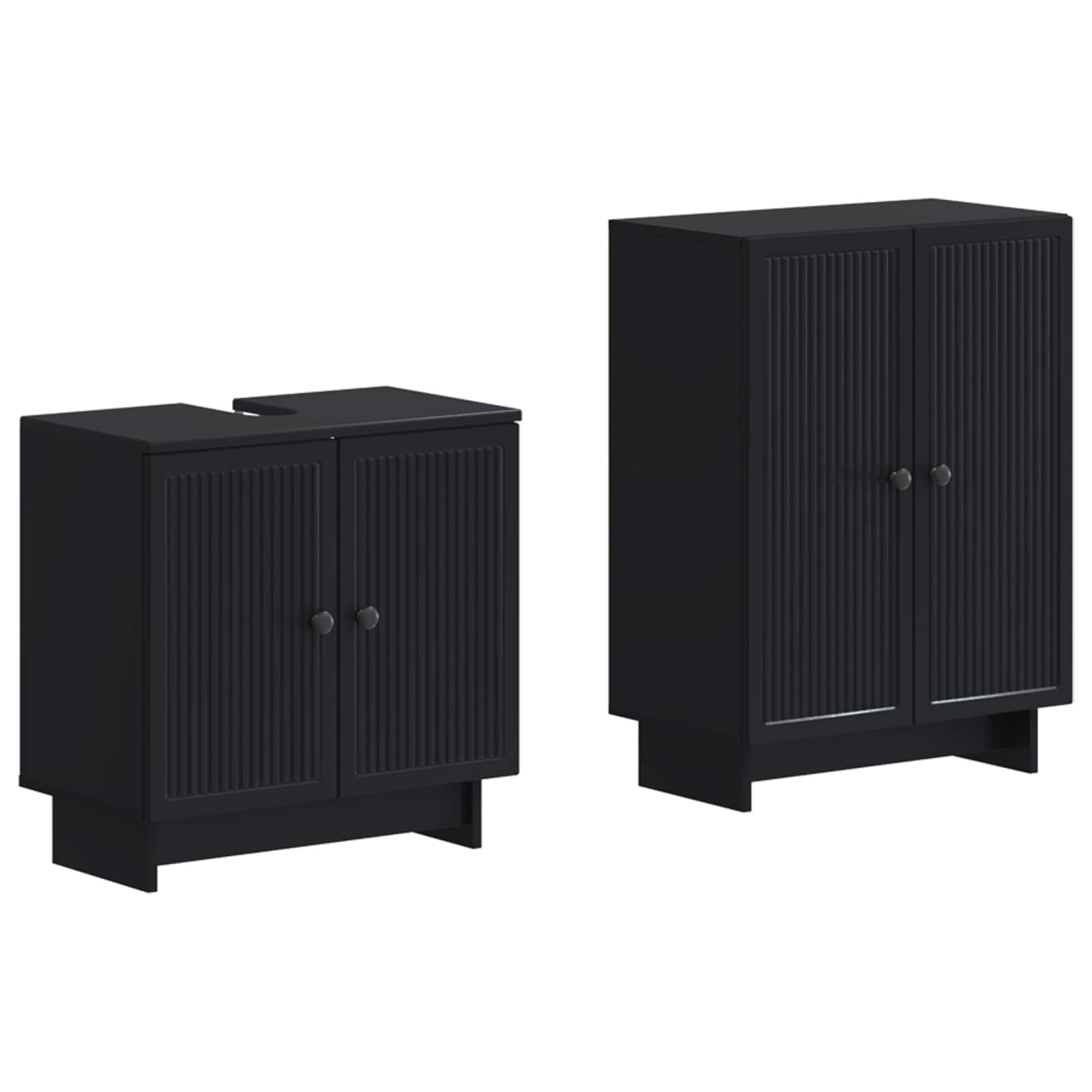 2-delige Badkamerkast Set EDE Zwart Bewerkt hout is nu te koop bij PeponiXL, paradijselijk wonen!