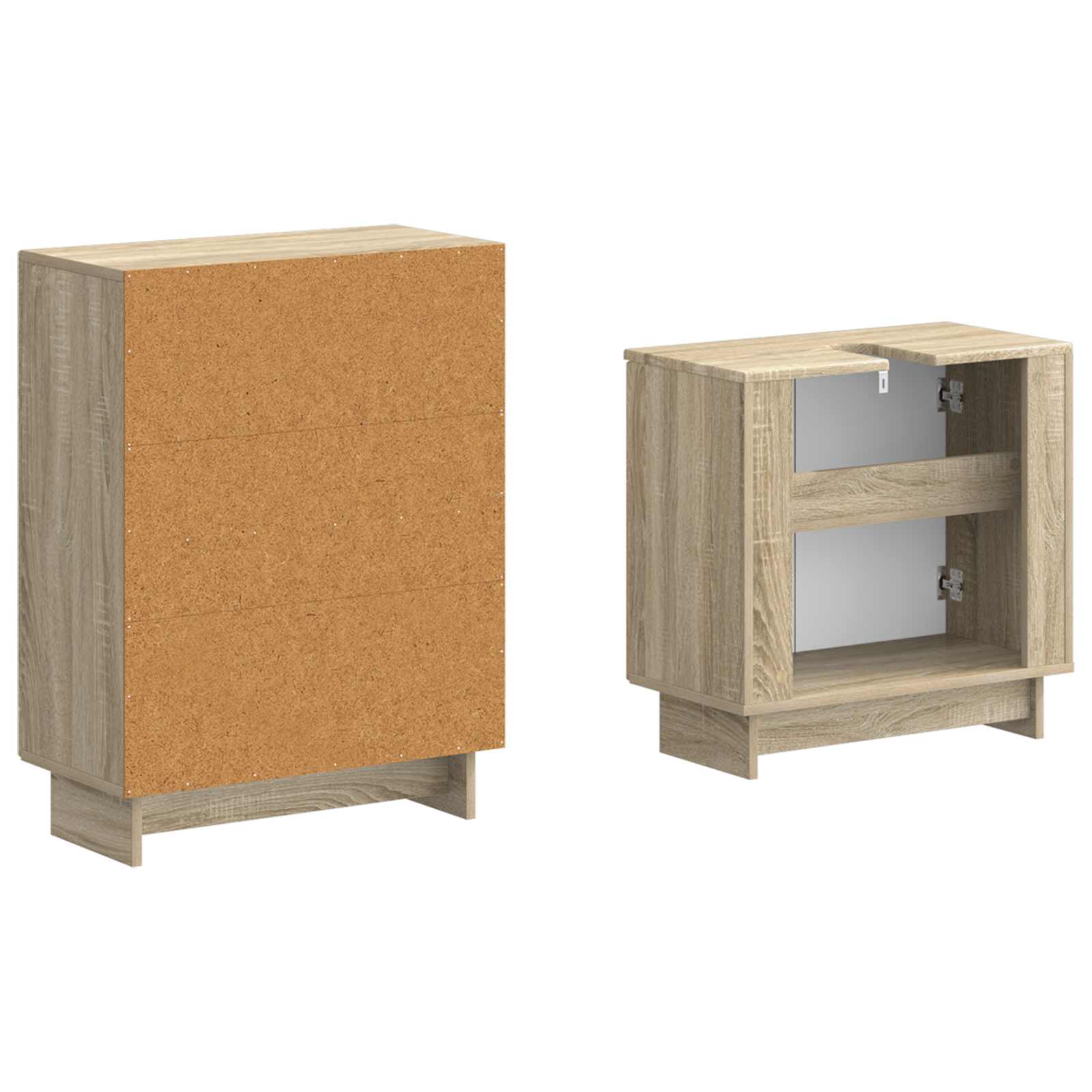 2-delige Badkamerkast Set EDE Sonoma Eiken Bewerkt hout is nu te koop bij PeponiXL, paradijselijk wonen!