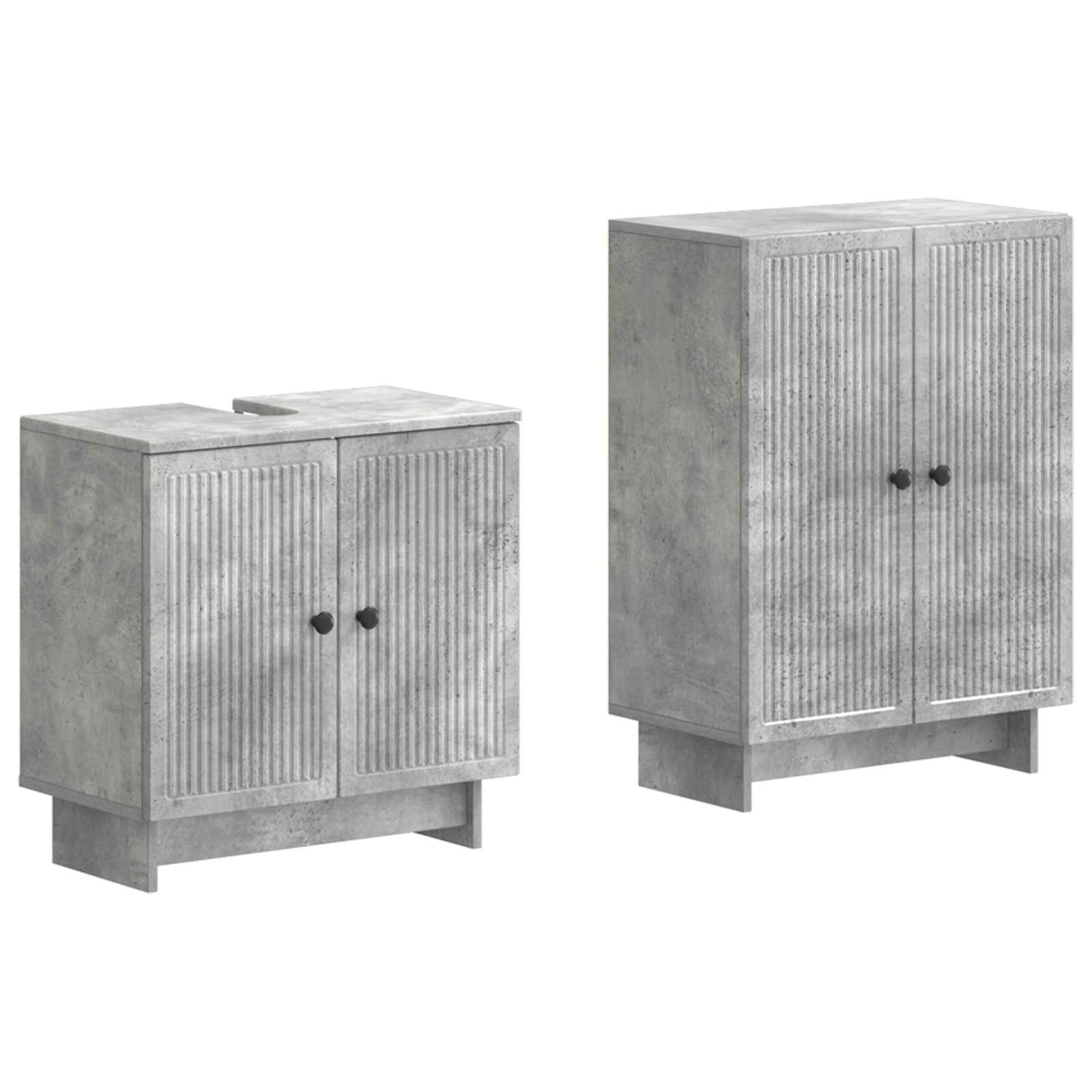 2-delige Badkamerkast Set EDE Betongrijs Bewerkt hout is nu te koop bij PeponiXL, paradijselijk wonen!
