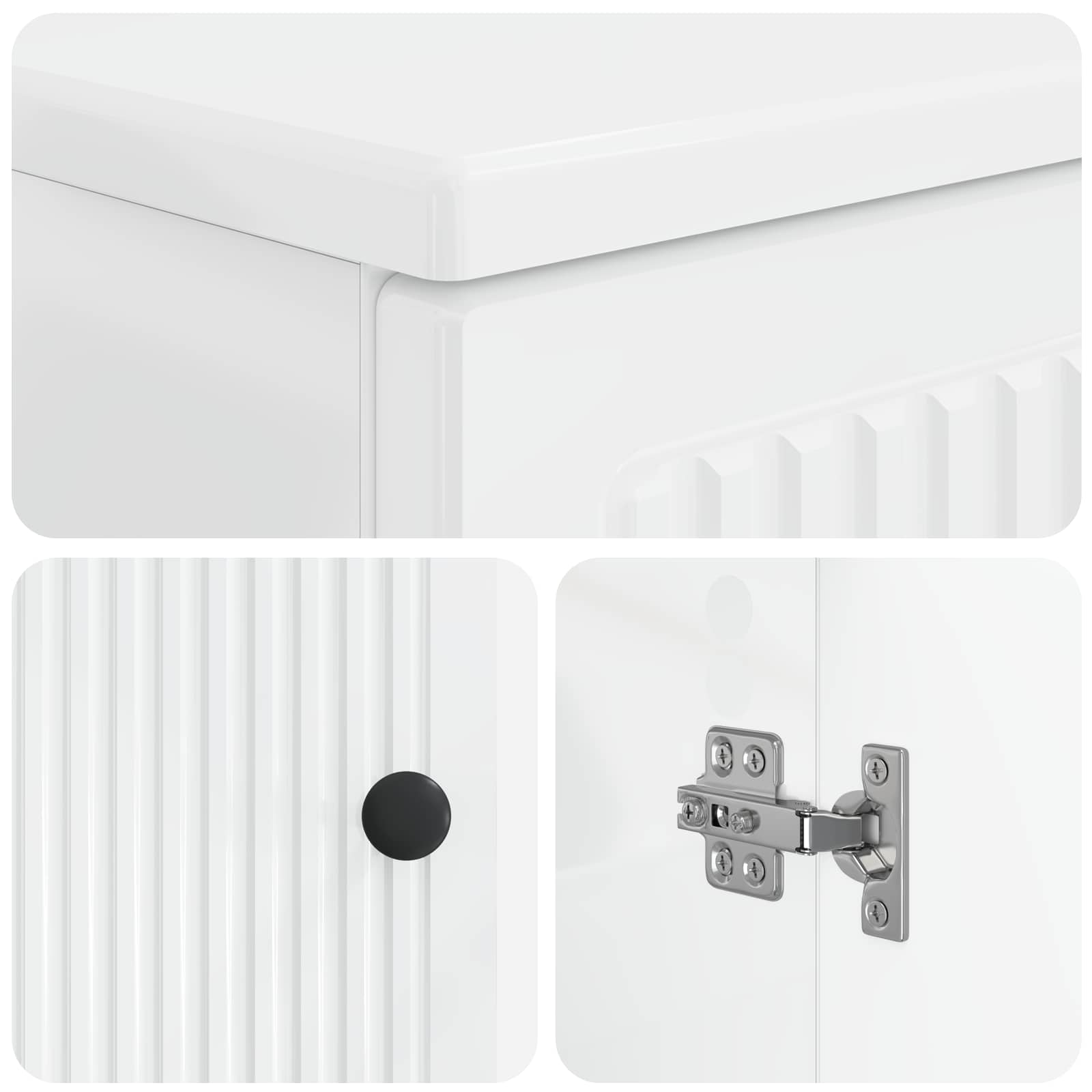 2-delige Badkamerkast Set EDE Hoogglans Wit Bewerkt hout is nu te koop bij PeponiXL, paradijselijk wonen!