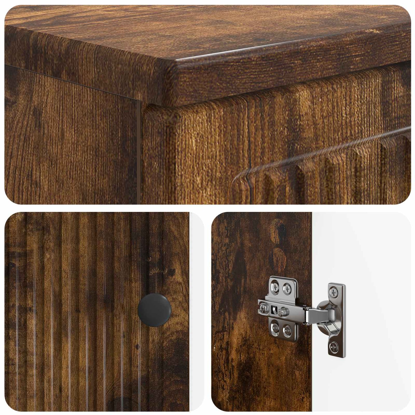 2-delige Badkamerkast Set EDE Gerookt eiken Bewerkt hout is nu te koop bij PeponiXL, paradijselijk wonen!