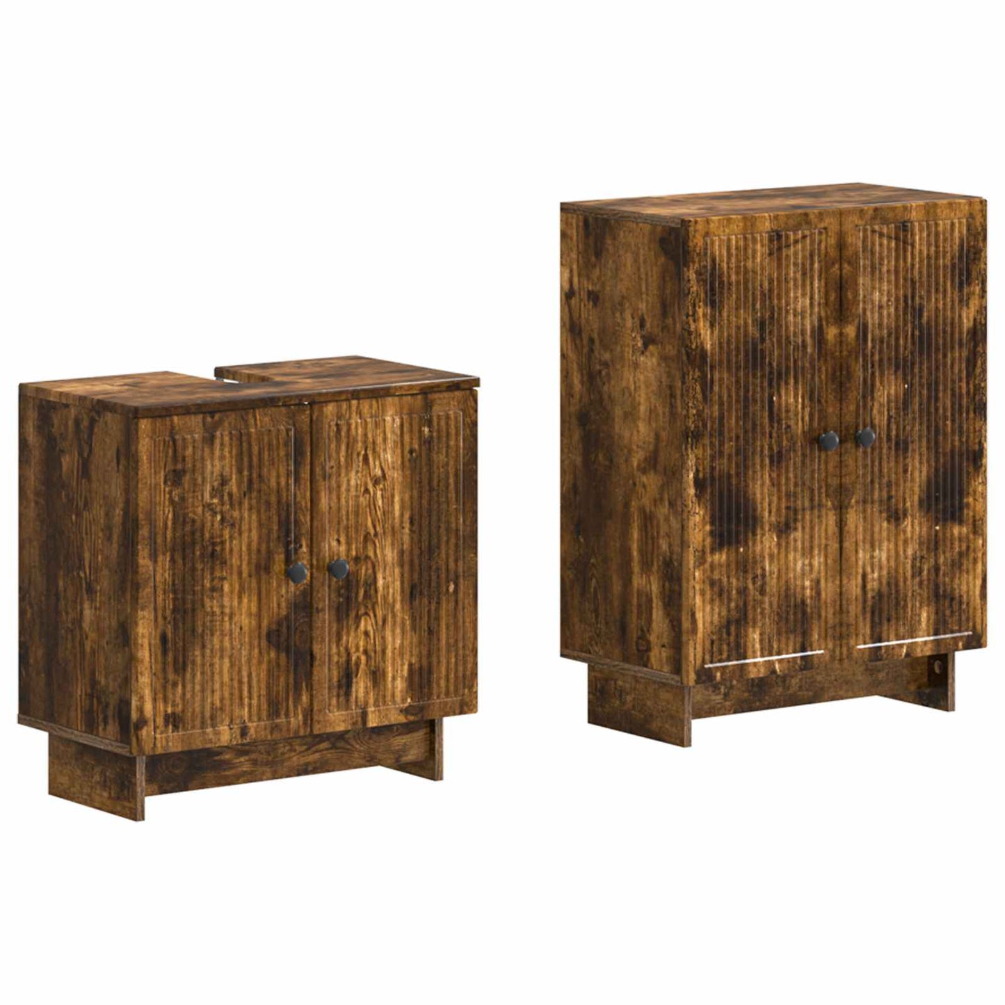 2-delige Badkamerkast Set EDE Gerookt eiken Bewerkt hout is nu te koop bij PeponiXL, paradijselijk wonen!