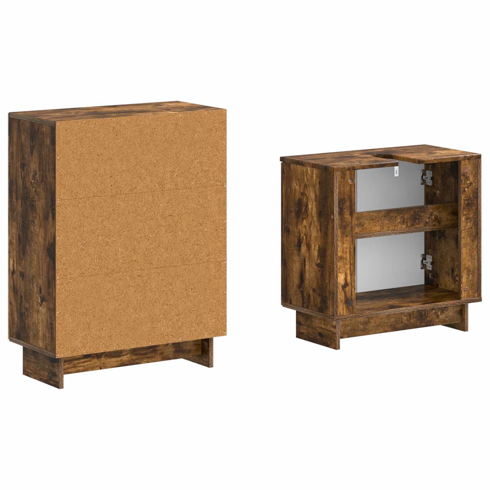 2-delige Badkamerkast Set EDE Gerookt eiken Bewerkt hout is nu te koop bij PeponiXL, paradijselijk wonen!