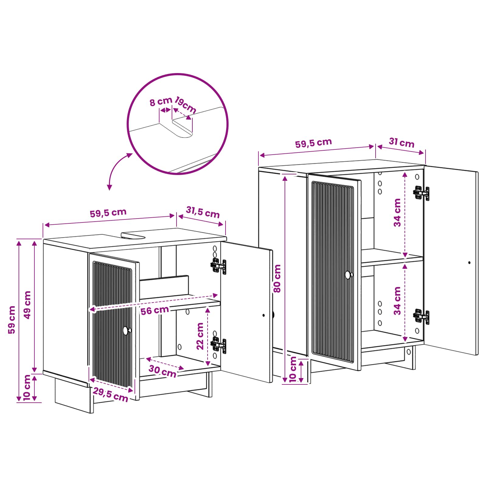2-delige Badkamerkast Set EDE Gerookt eiken Bewerkt hout is nu te koop bij PeponiXL, paradijselijk wonen!