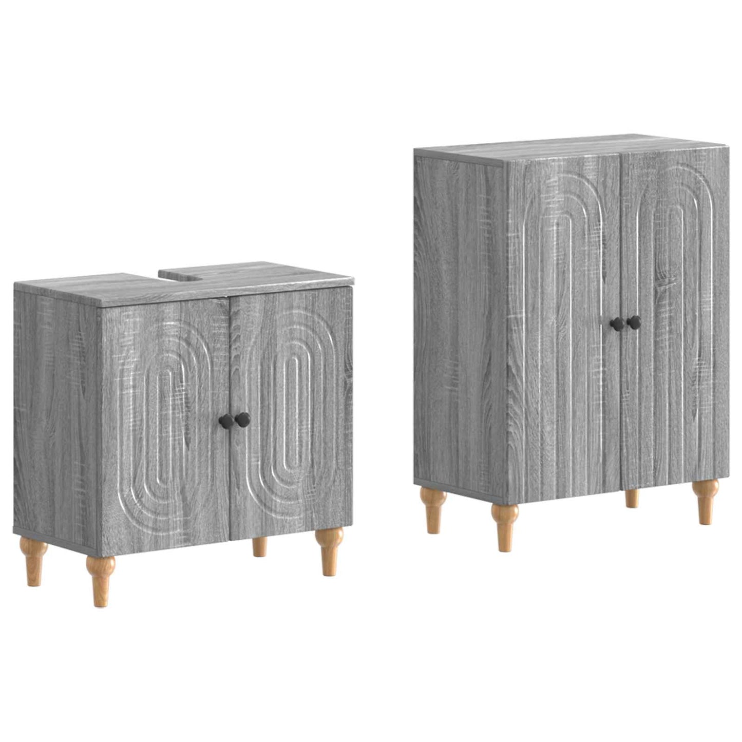 2-delige Badkamerkast Set ALKMAAR Grijs Sonoma Bewerkt hout is nu te koop bij PeponiXL, paradijselijk wonen!