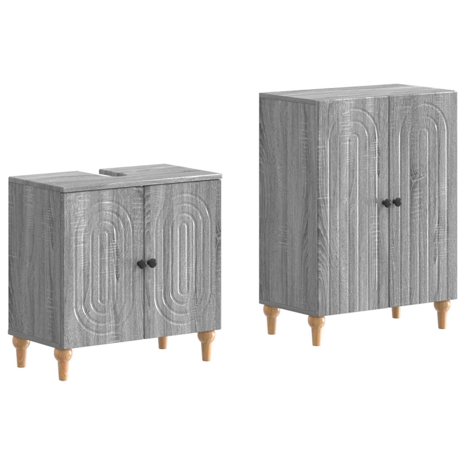 2-delige Badkamerkast Set ALKMAAR Grijs Sonoma Bewerkt hout is nu te koop bij PeponiXL, paradijselijk wonen!