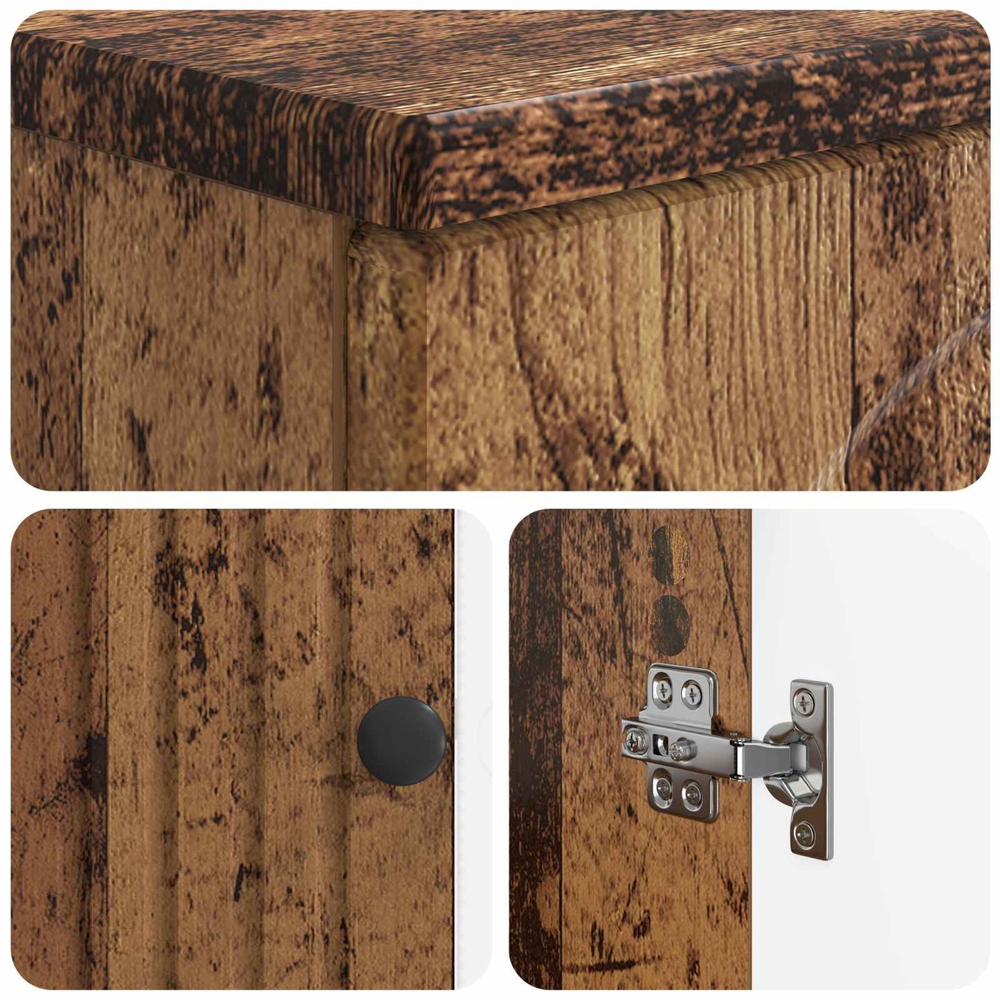 2-delige Badkamerkast Set ALKMAAR Oud hout Bewerkt hout is nu te koop bij PeponiXL, paradijselijk wonen!