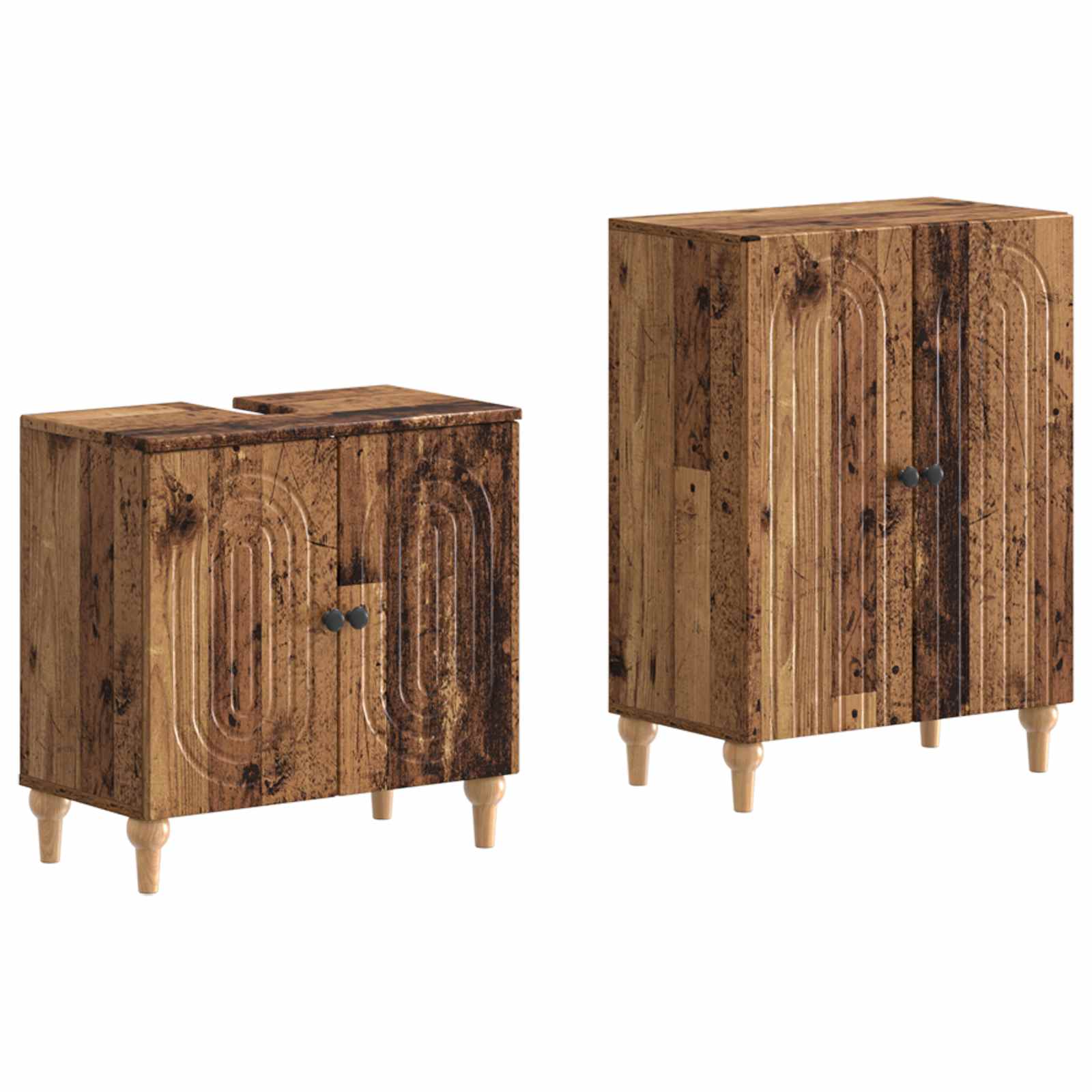 2-delige Badkamerkast Set ALKMAAR Oud hout Bewerkt hout is nu te koop bij PeponiXL, paradijselijk wonen!