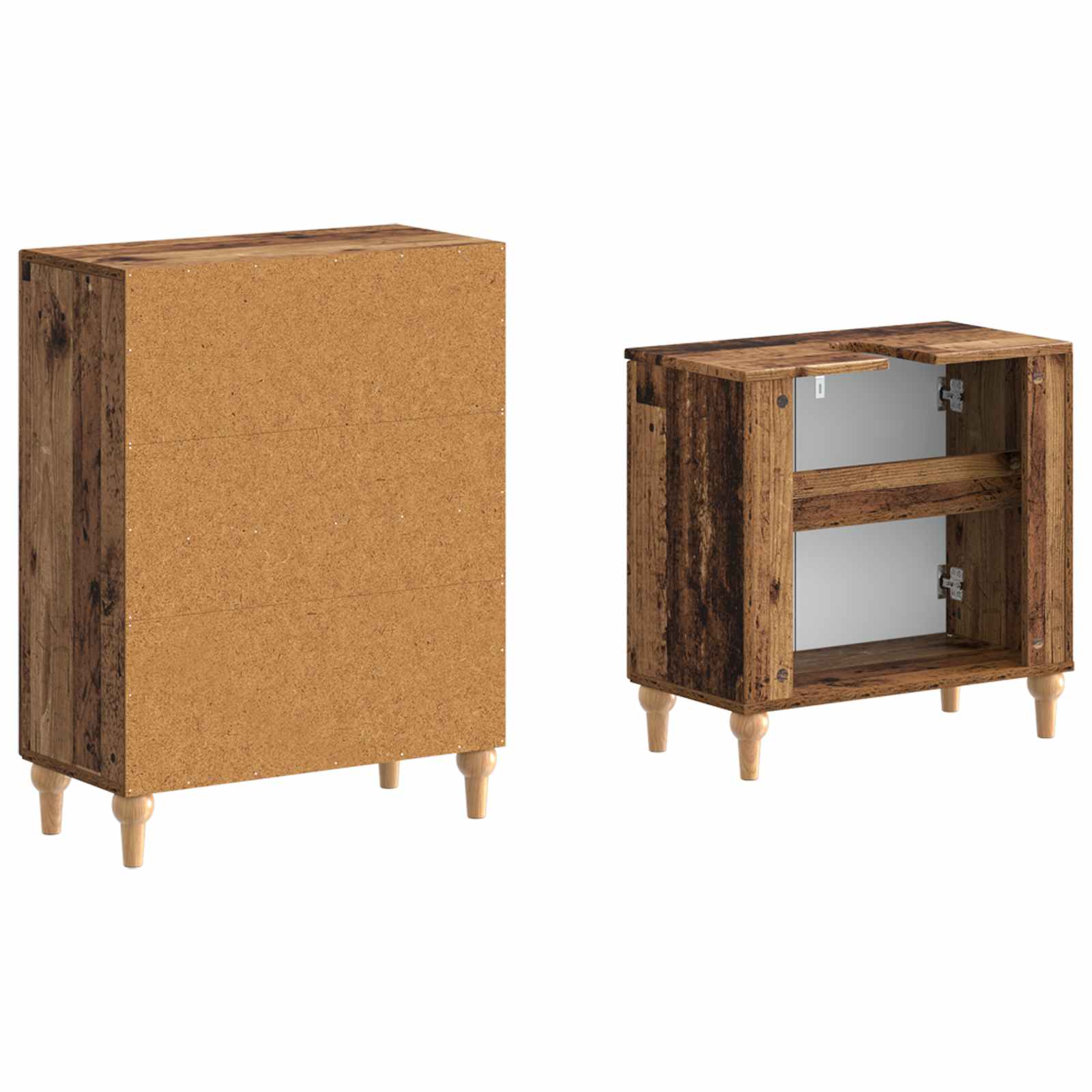 2-delige Badkamerkast Set ALKMAAR Oud hout Bewerkt hout is nu te koop bij PeponiXL, paradijselijk wonen!