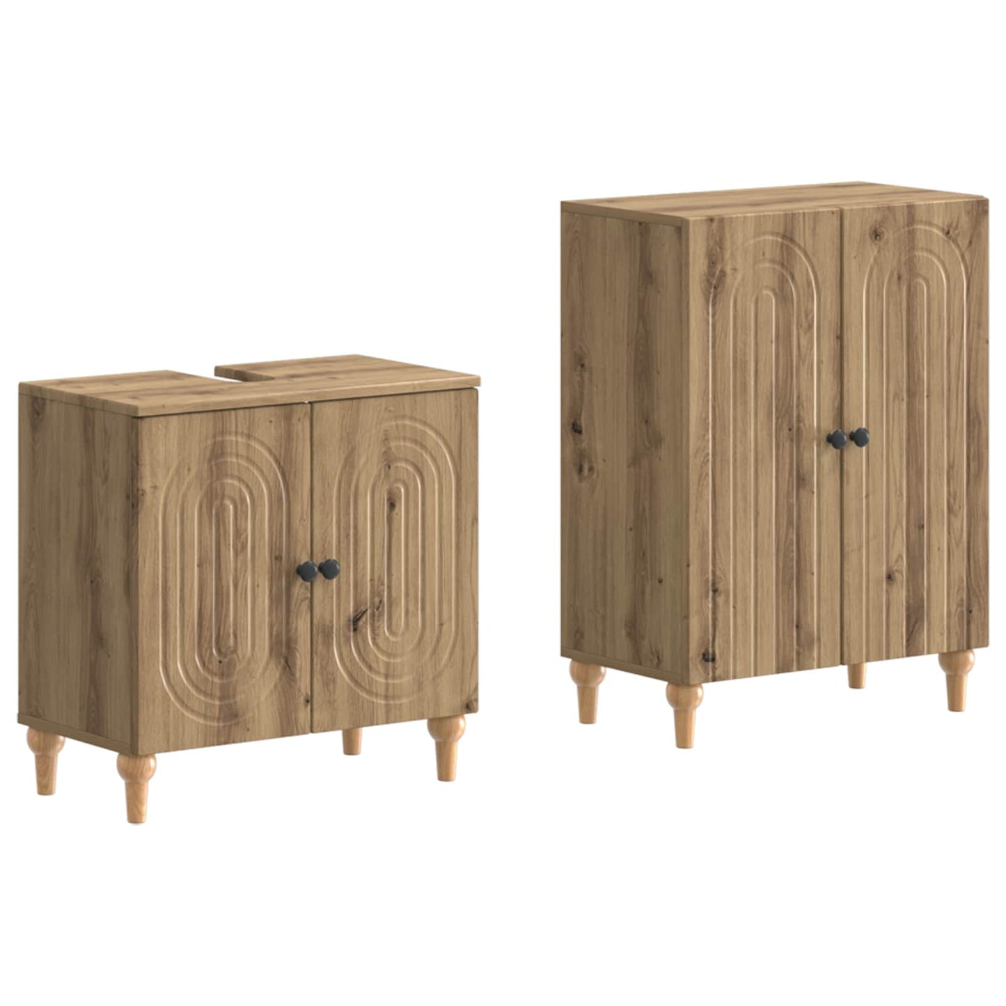 2-delige Badkamerkast Set ALKMAAR Artisanaal eiken Bewerkt hout is nu te koop bij PeponiXL, paradijselijk wonen!