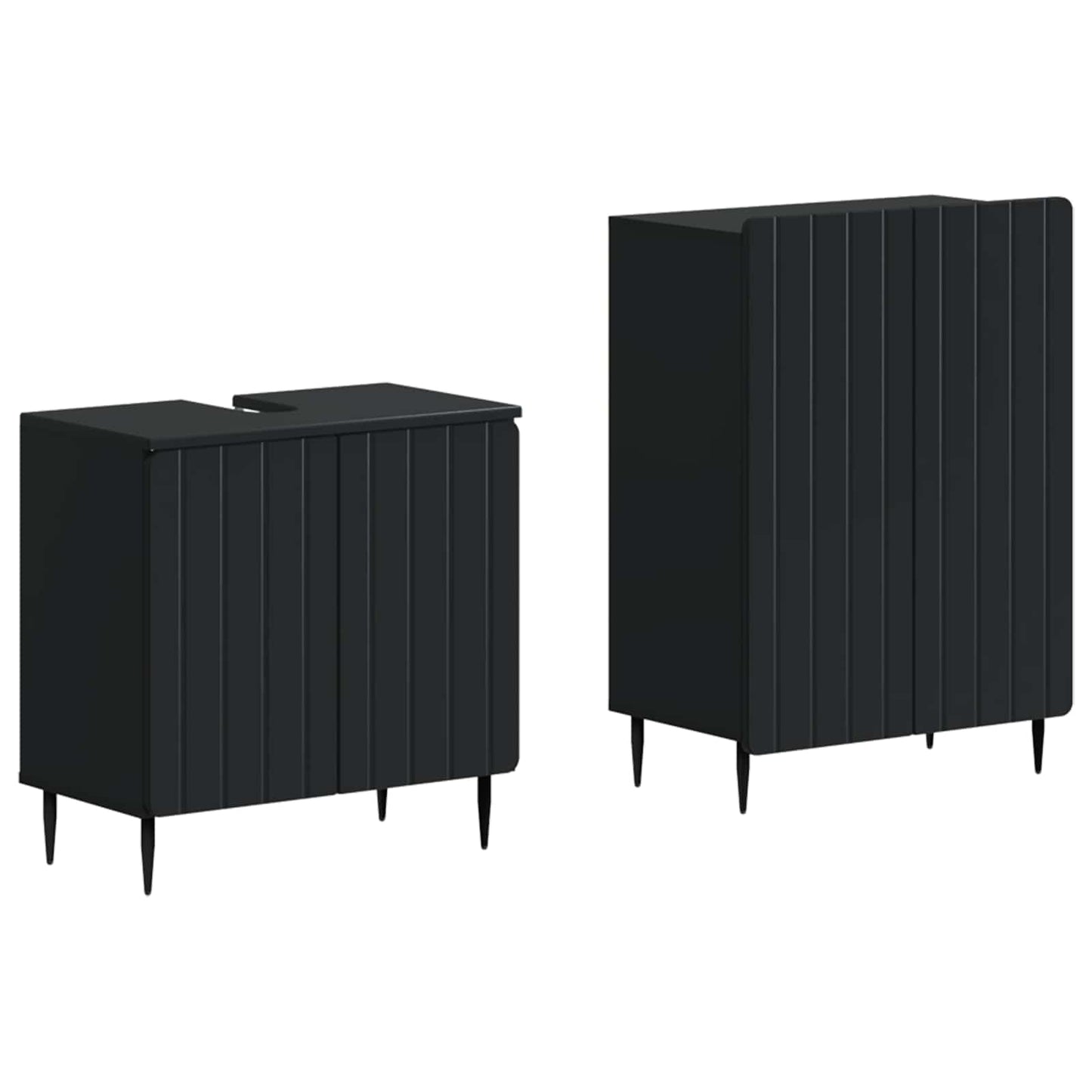 2-delige Badkamerkast Set ZWOLLE Zwart Bewerkt hout is nu te koop bij PeponiXL, paradijselijk wonen!