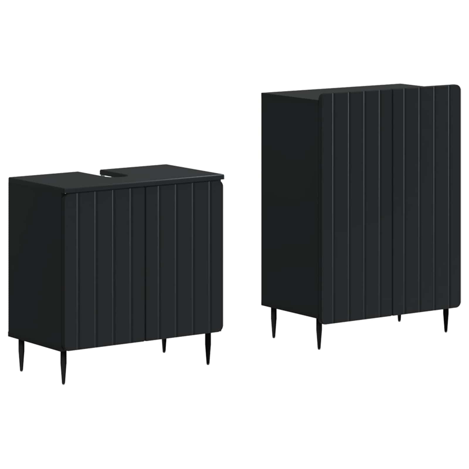 2-delige Badkamerkast Set ZWOLLE Zwart Bewerkt hout is nu te koop bij PeponiXL, paradijselijk wonen!