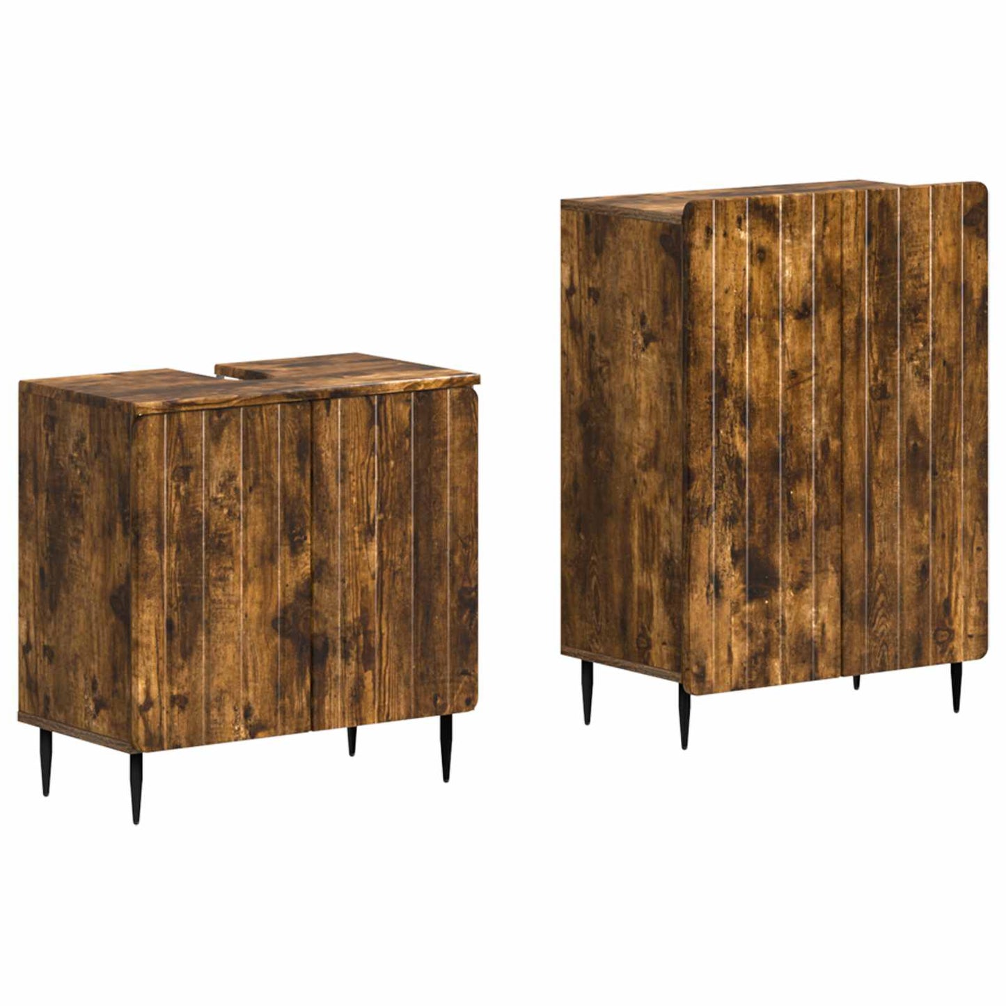 2-delige Badkamerkast Set ZWOLLE Gerookt eiken Bewerkt hout is nu te koop bij PeponiXL, paradijselijk wonen!