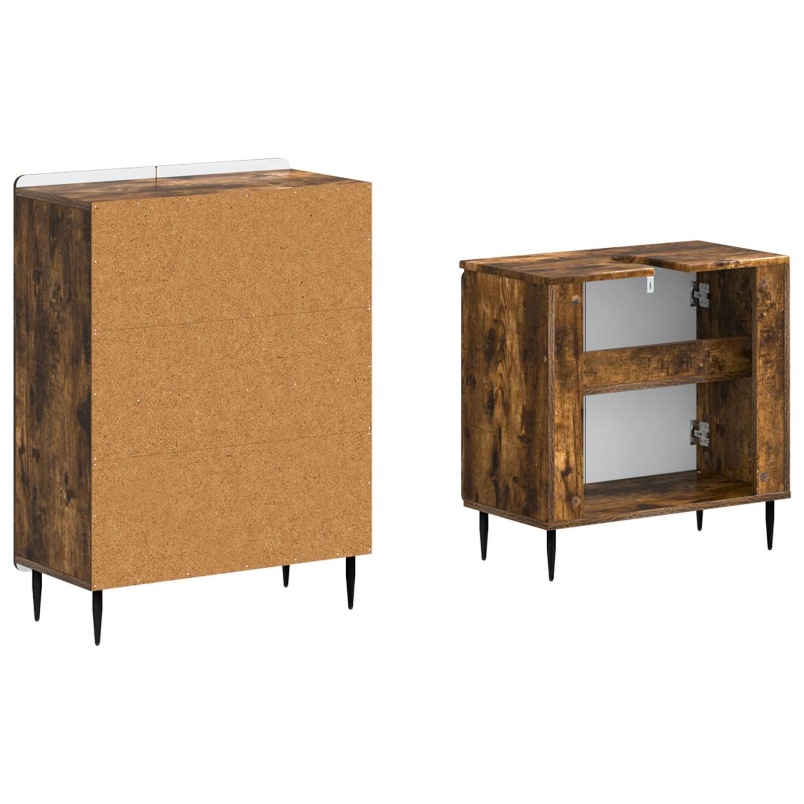 2-delige Badkamerkast Set ZWOLLE Gerookt eiken Bewerkt hout is nu te koop bij PeponiXL, paradijselijk wonen!
