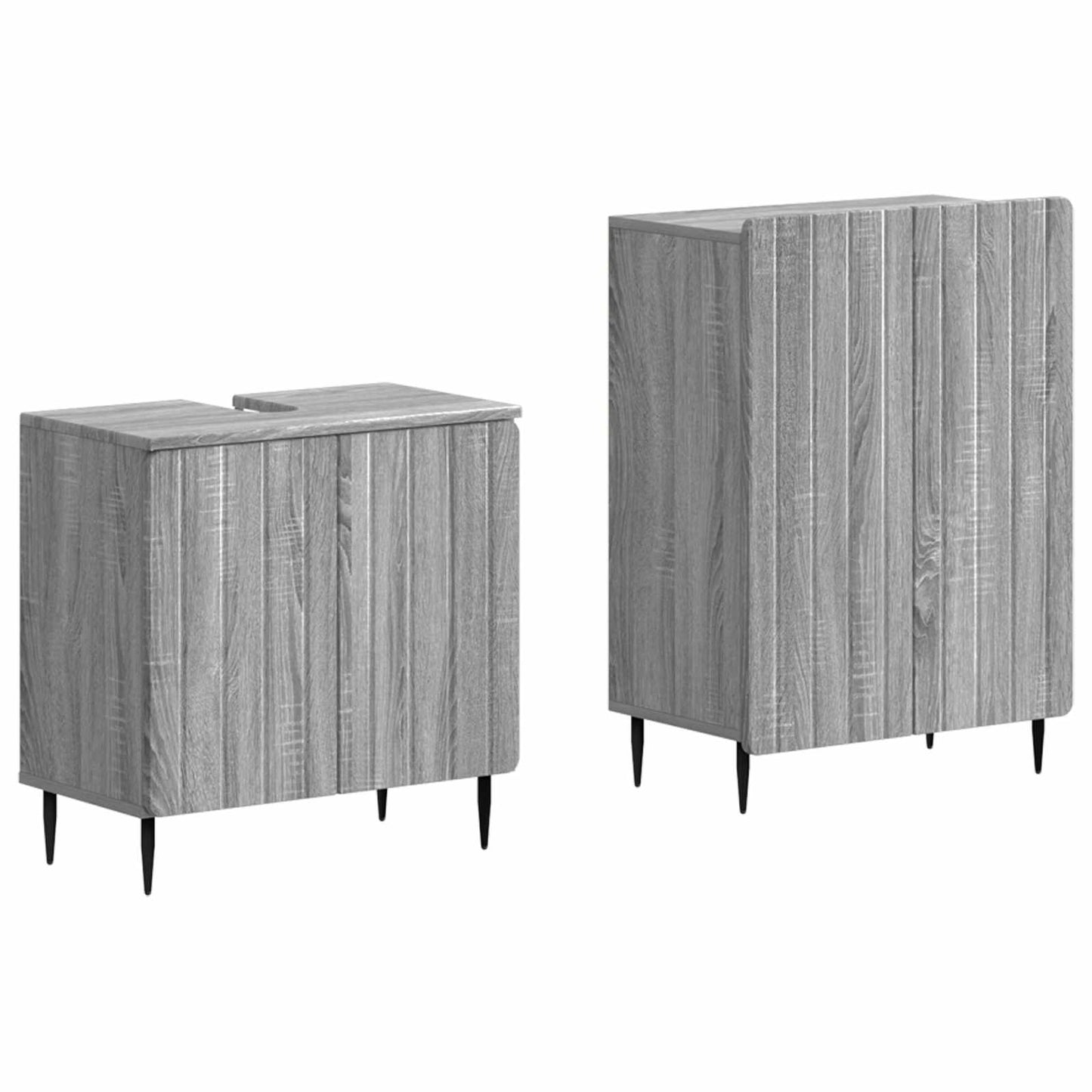 2-delige Badkamerkast Set ZWOLLE Grijs Sonoma Bewerkt hout is nu te koop bij PeponiXL, paradijselijk wonen!