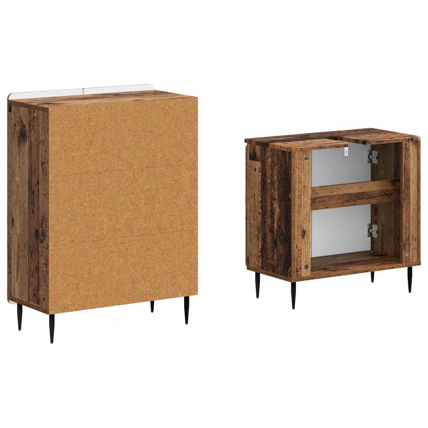 2-delige Badkamerkast Set ZWOLLE Oud hout Bewerkt hout is nu te koop bij PeponiXL, paradijselijk wonen!