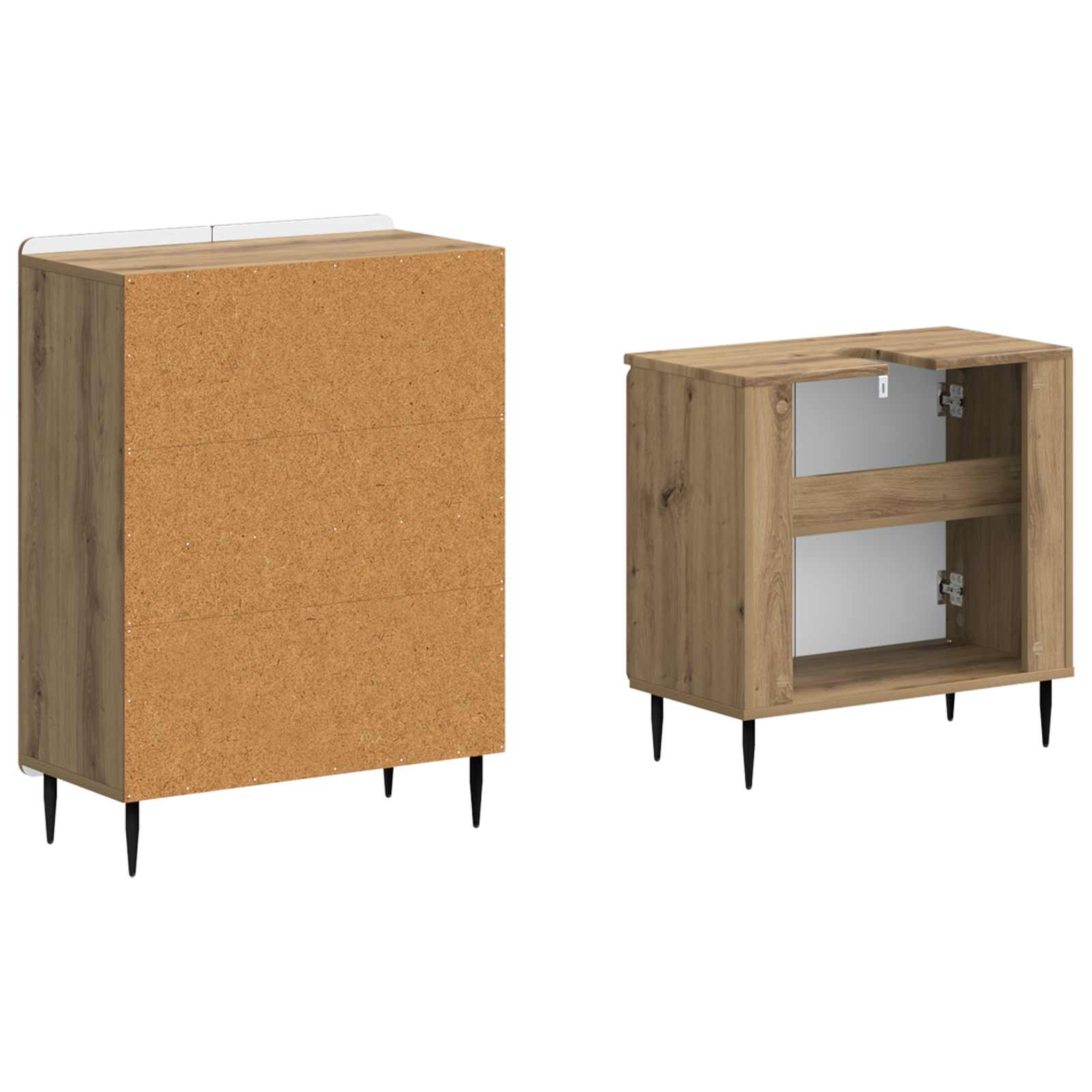 2-delige Badkamerkast Set ZWOLLE Artisanaal eiken Bewerkt hout is nu te koop bij PeponiXL, paradijselijk wonen!