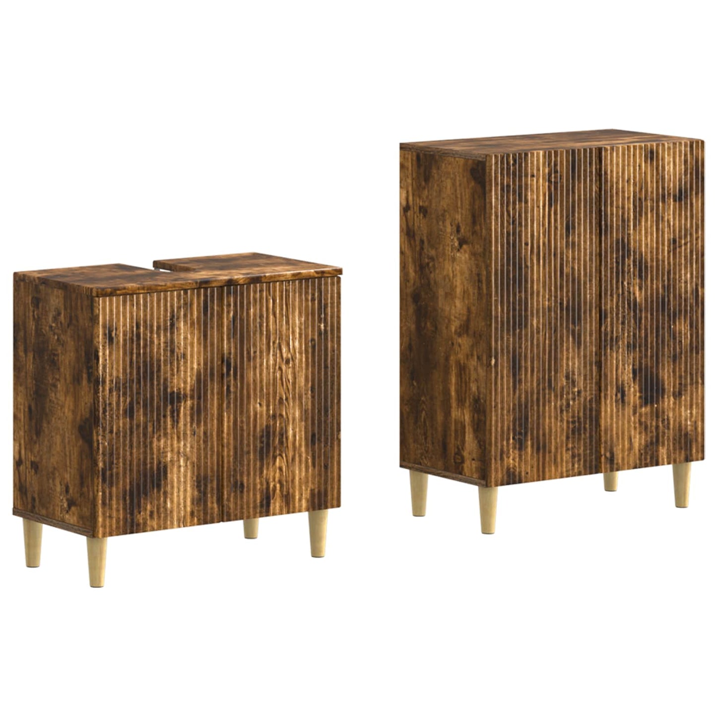 2-delige Badkamerkast Set ARNHEM Gerookt eiken Bewerkt hout is nu te koop bij PeponiXL, paradijselijk wonen!