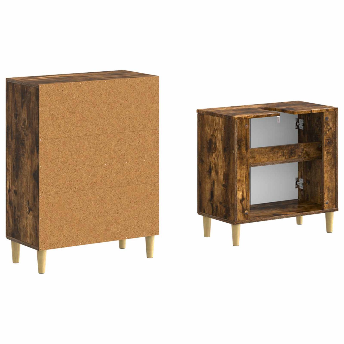 2-delige Badkamerkast Set ARNHEM Gerookt eiken Bewerkt hout is nu te koop bij PeponiXL, paradijselijk wonen!
