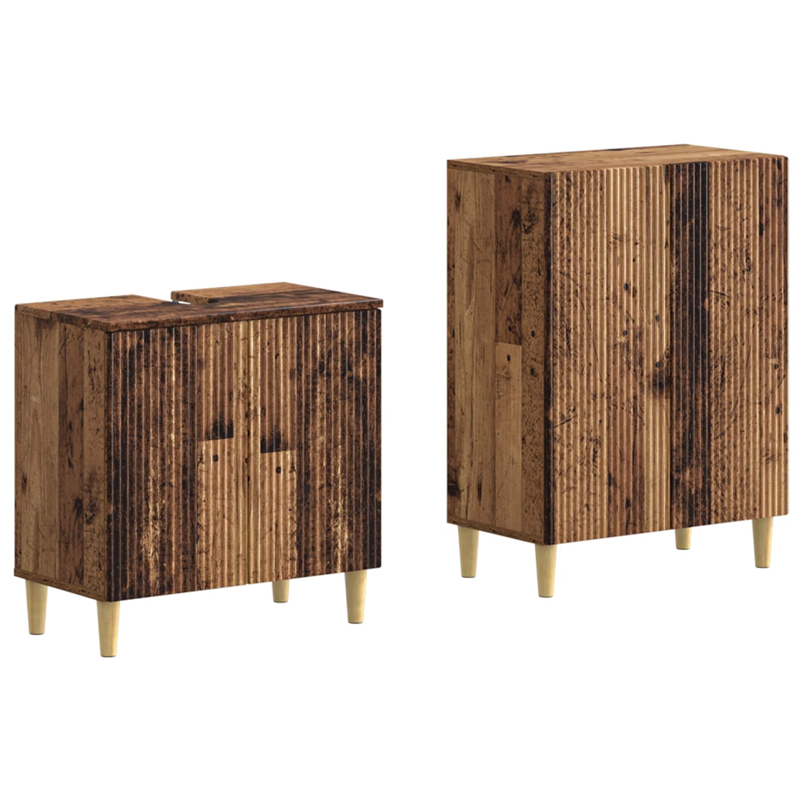 2-delige Badkamerkast Set ARNHEM Oud hout Bewerkt hout is nu te koop bij PeponiXL, paradijselijk wonen!