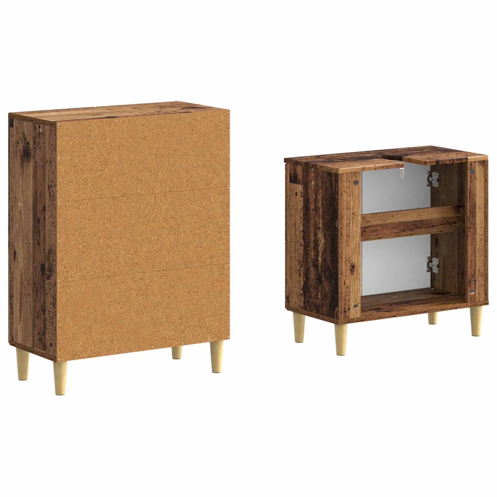 2-delige Badkamerkast Set ARNHEM Oud hout Bewerkt hout is nu te koop bij PeponiXL, paradijselijk wonen!