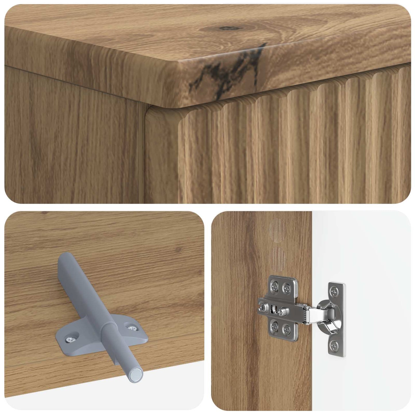 2-delige Badkamerkast Set ARNHEM Artisanaal eiken Bewerkt hout is nu te koop bij PeponiXL, paradijselijk wonen!