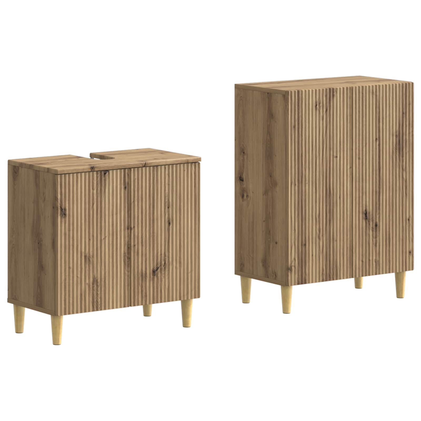 2-delige Badkamerkast Set ARNHEM Artisanaal eiken Bewerkt hout is nu te koop bij PeponiXL, paradijselijk wonen!