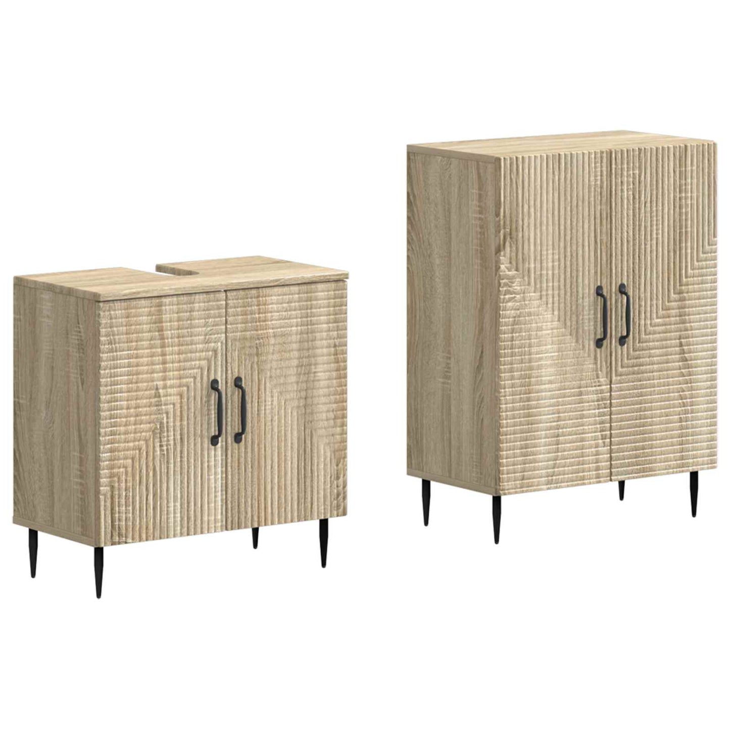 2-delige Badkamerkast Set HAARLEM Sonoma Eiken Bewerkt hout is nu te koop bij PeponiXL, paradijselijk wonen!