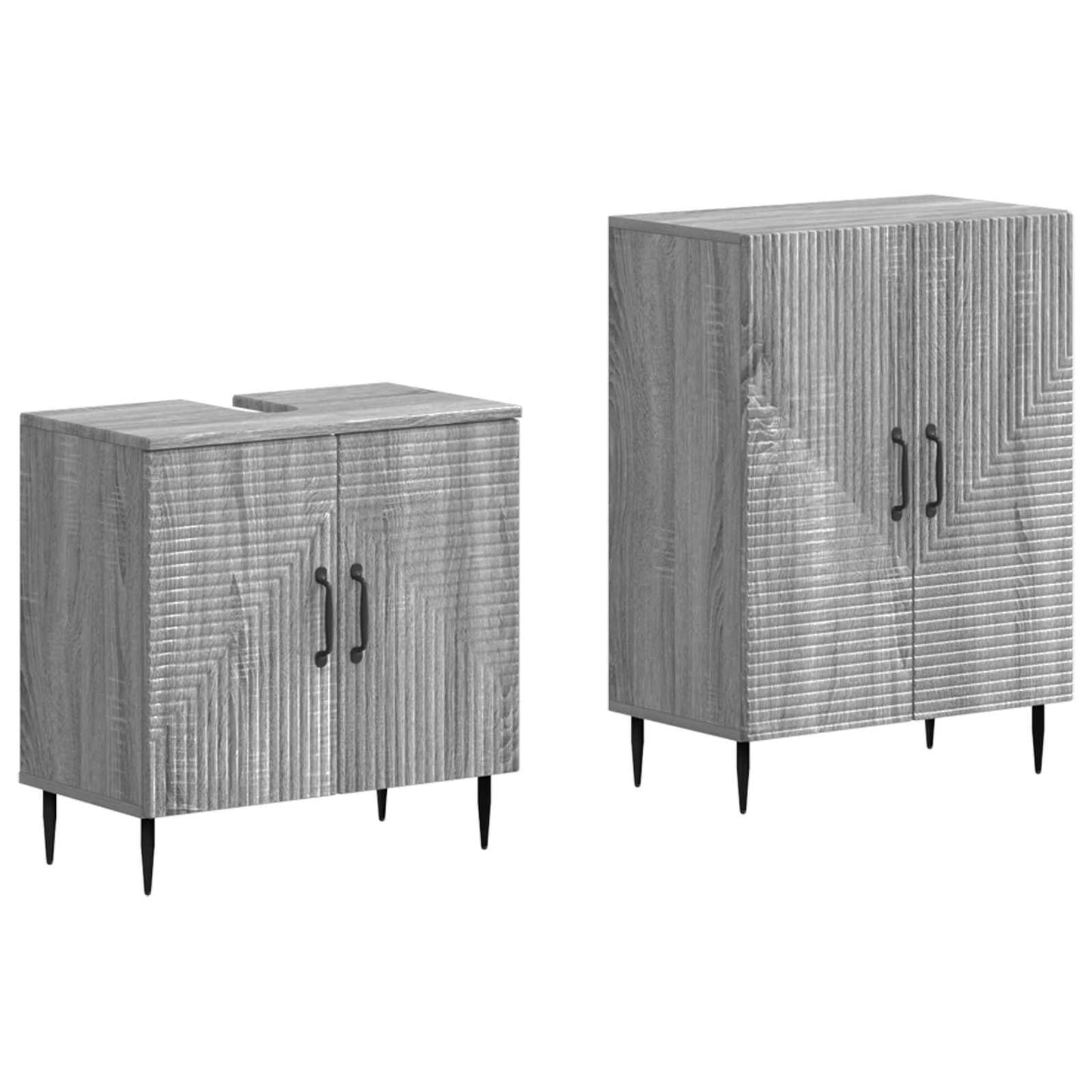 2-delige Badkamerkast Set HAARLEM Grijs Sonoma Bewerkt hout is nu te koop bij PeponiXL, paradijselijk wonen!