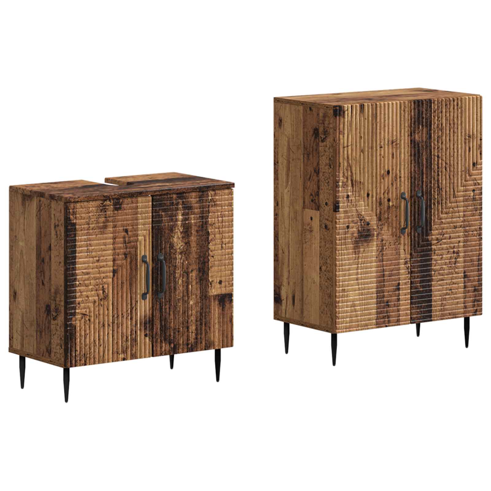 2-delige Badkamerkast Set HAARLEM Oud hout Bewerkt hout is nu te koop bij PeponiXL, paradijselijk wonen!
