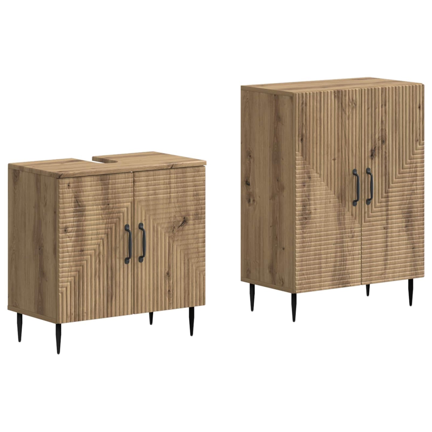 2-delige Badkamerkast Set HAARLEM Artisanaal eiken Bewerkt hout is nu te koop bij PeponiXL, paradijselijk wonen!