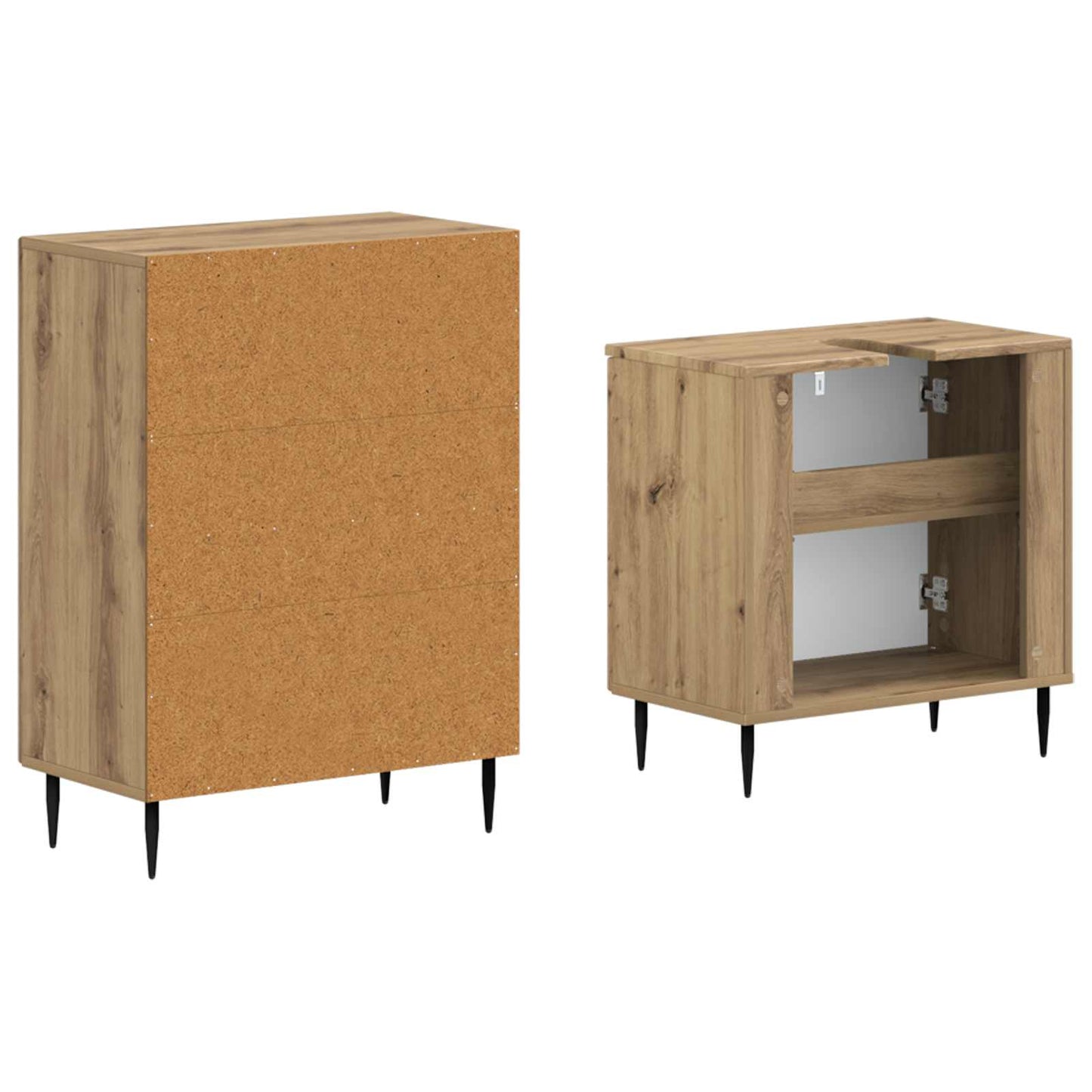 2-delige Badkamerkast Set HAARLEM Artisanaal eiken Bewerkt hout is nu te koop bij PeponiXL, paradijselijk wonen!