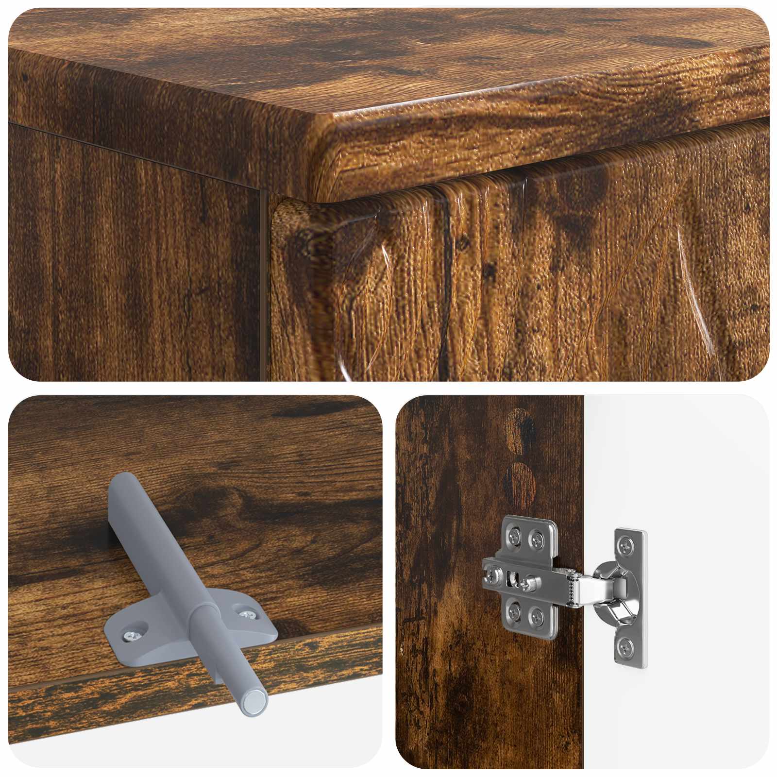 2-delige Badkamerkast Set DELFT Gerookt eiken Bewerkt hout is nu te koop bij PeponiXL, paradijselijk wonen!