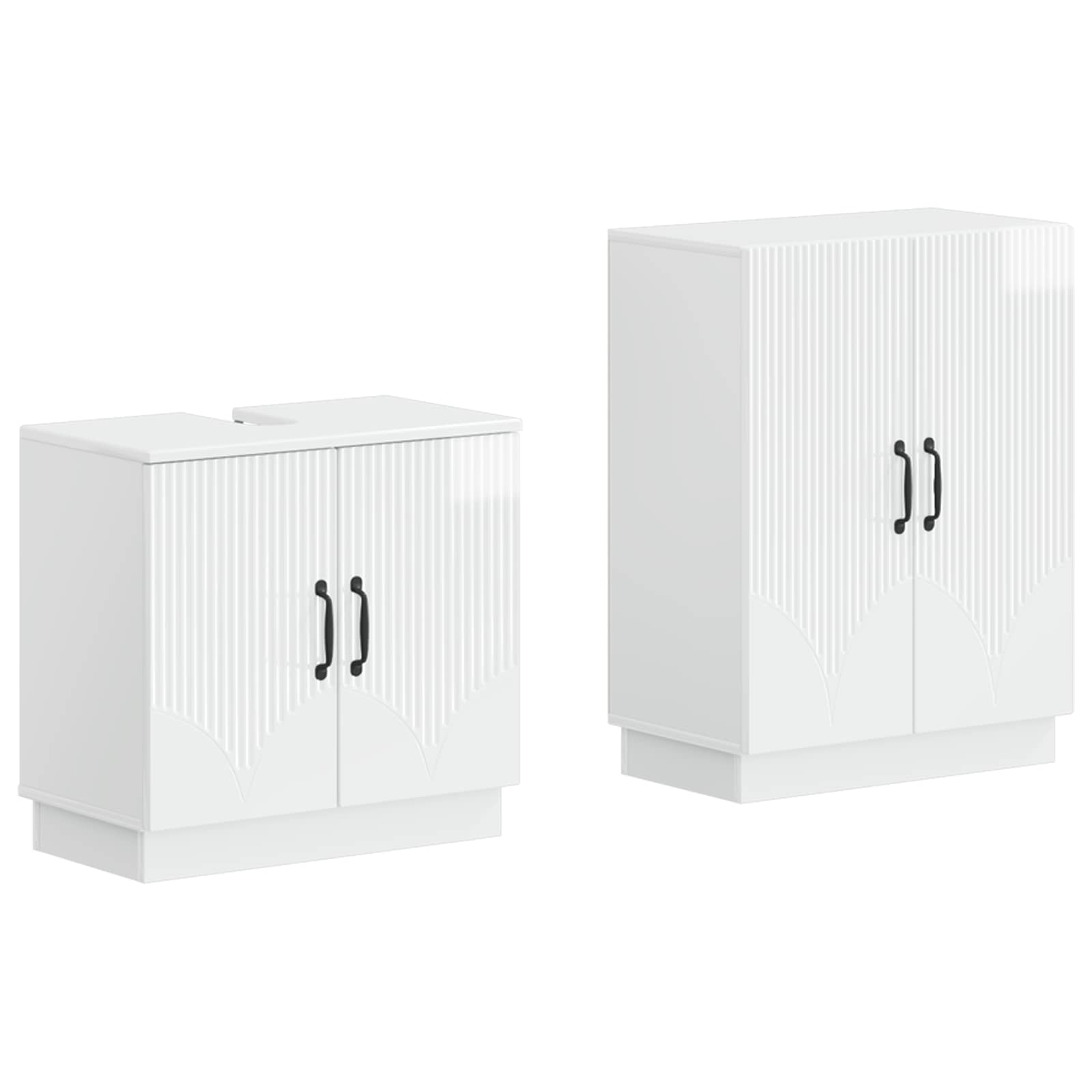 2-delige Badkamerkast Set HOORN Hoogglans Wit Bewerkt hout is nu te koop bij PeponiXL, paradijselijk wonen!