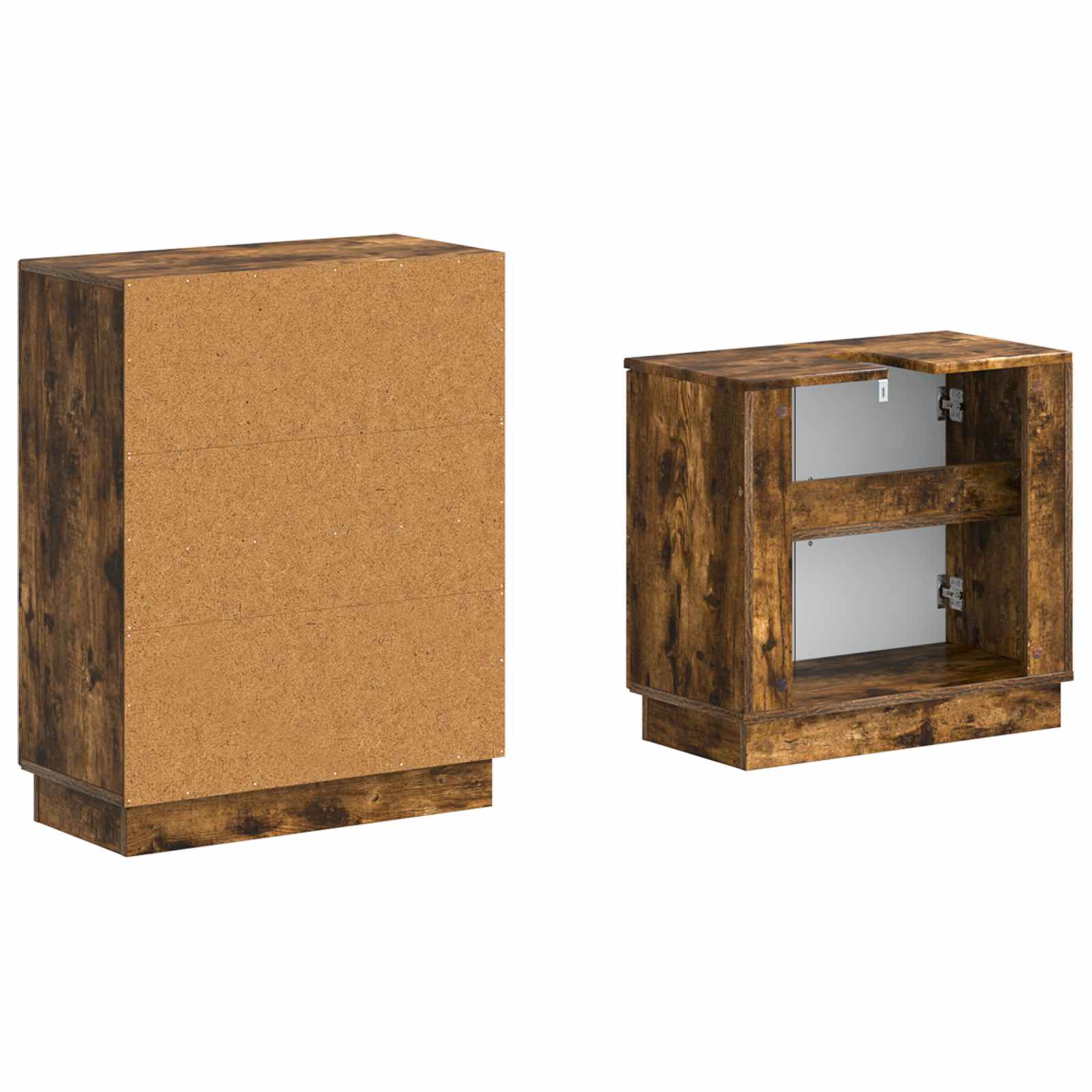 2-delige Badkamerkast Set HOORN Gerookt eiken Bewerkt hout is nu te koop bij PeponiXL, paradijselijk wonen!