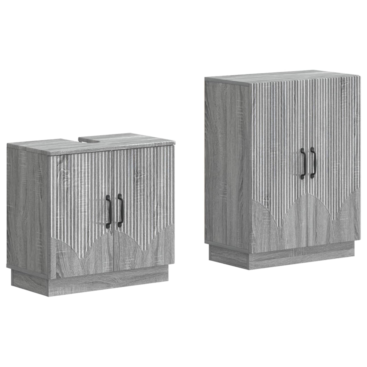 2-delige Badkamerkast Set HOORN Grijs Sonoma Bewerkt hout is nu te koop bij PeponiXL, paradijselijk wonen!