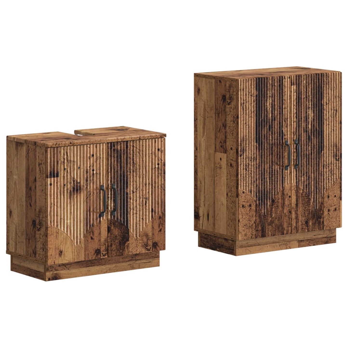 2-delige Badkamerkast Set HOORN Oud hout Bewerkt hout is nu te koop bij PeponiXL, paradijselijk wonen!