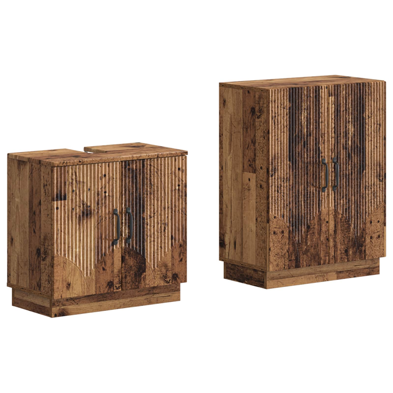 2-delige Badkamerkast Set HOORN Oud hout Bewerkt hout is nu te koop bij PeponiXL, paradijselijk wonen!