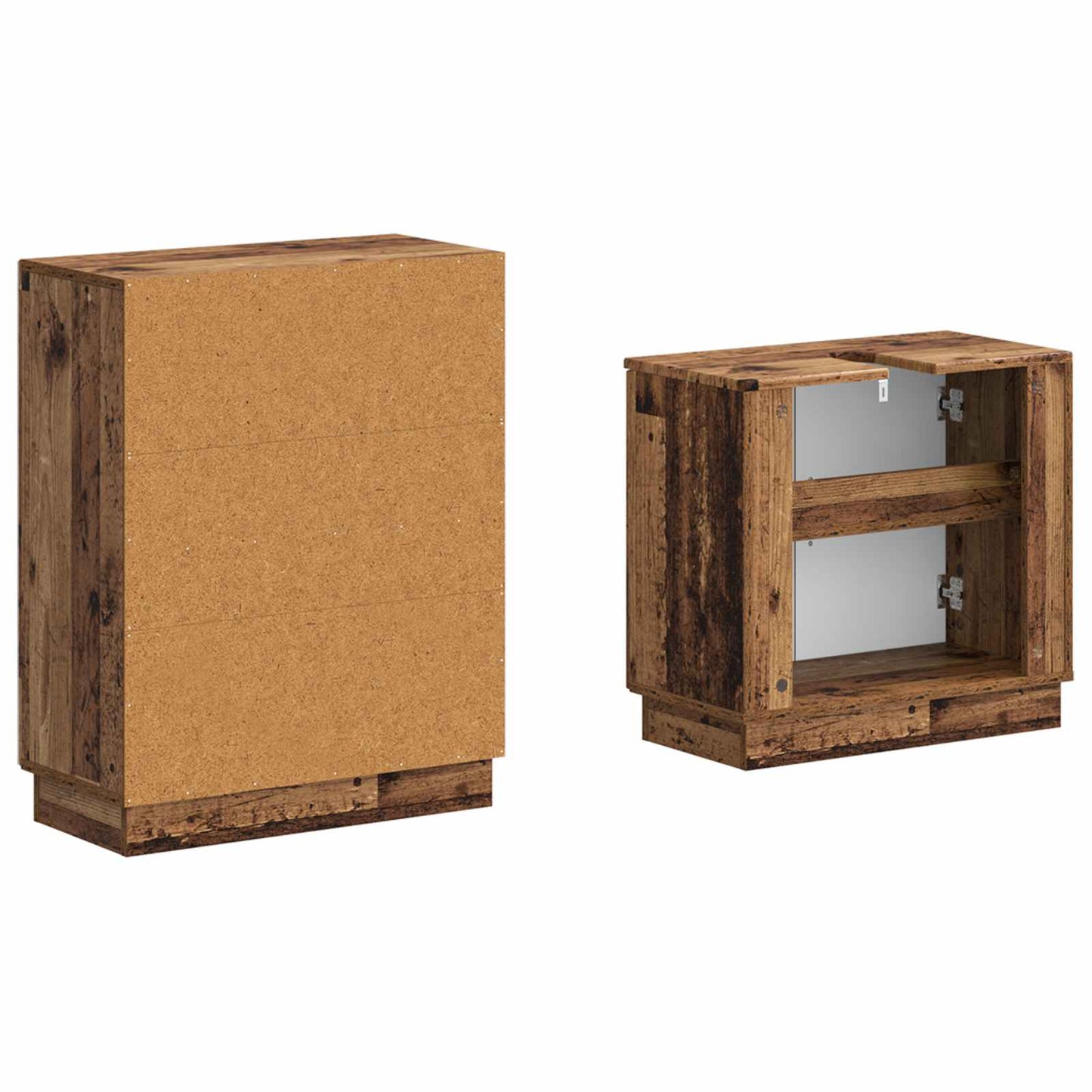 2-delige Badkamerkast Set HOORN Oud hout Bewerkt hout is nu te koop bij PeponiXL, paradijselijk wonen!