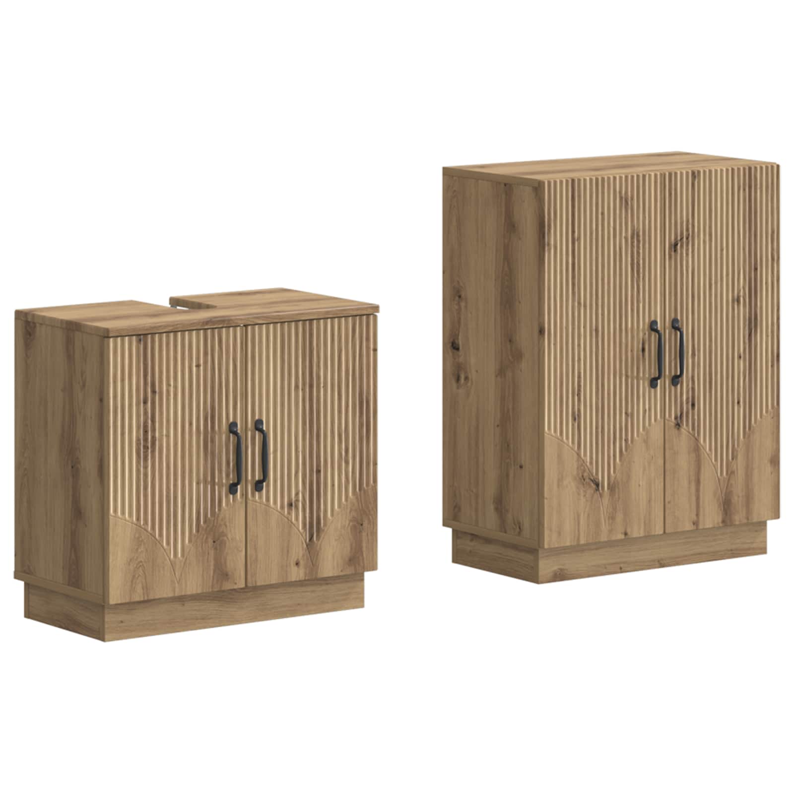 2-delige Badkamerkast Set HOORN Artisanaal eiken Bewerkt hout is nu te koop bij PeponiXL, paradijselijk wonen!