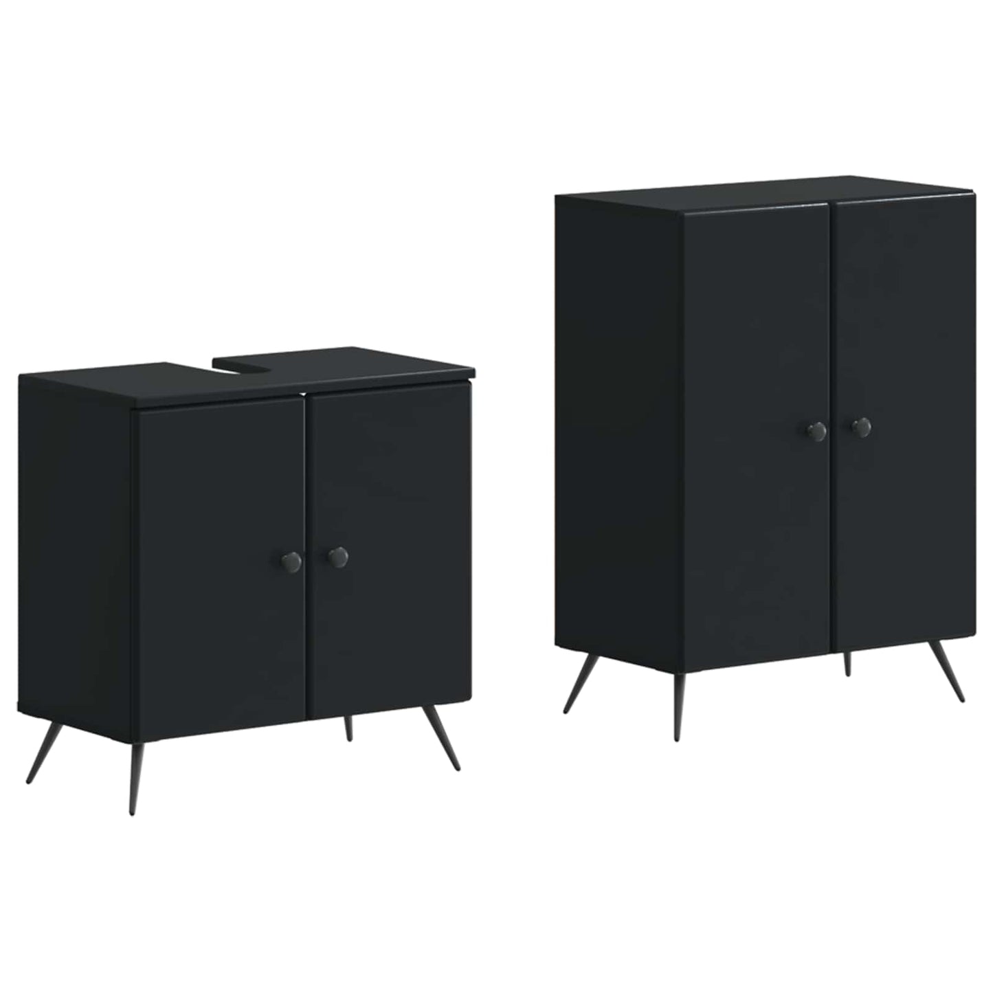 2-delige Badkamerkast Set BREDA Zwart Bewerkt hout is nu te koop bij PeponiXL, paradijselijk wonen!