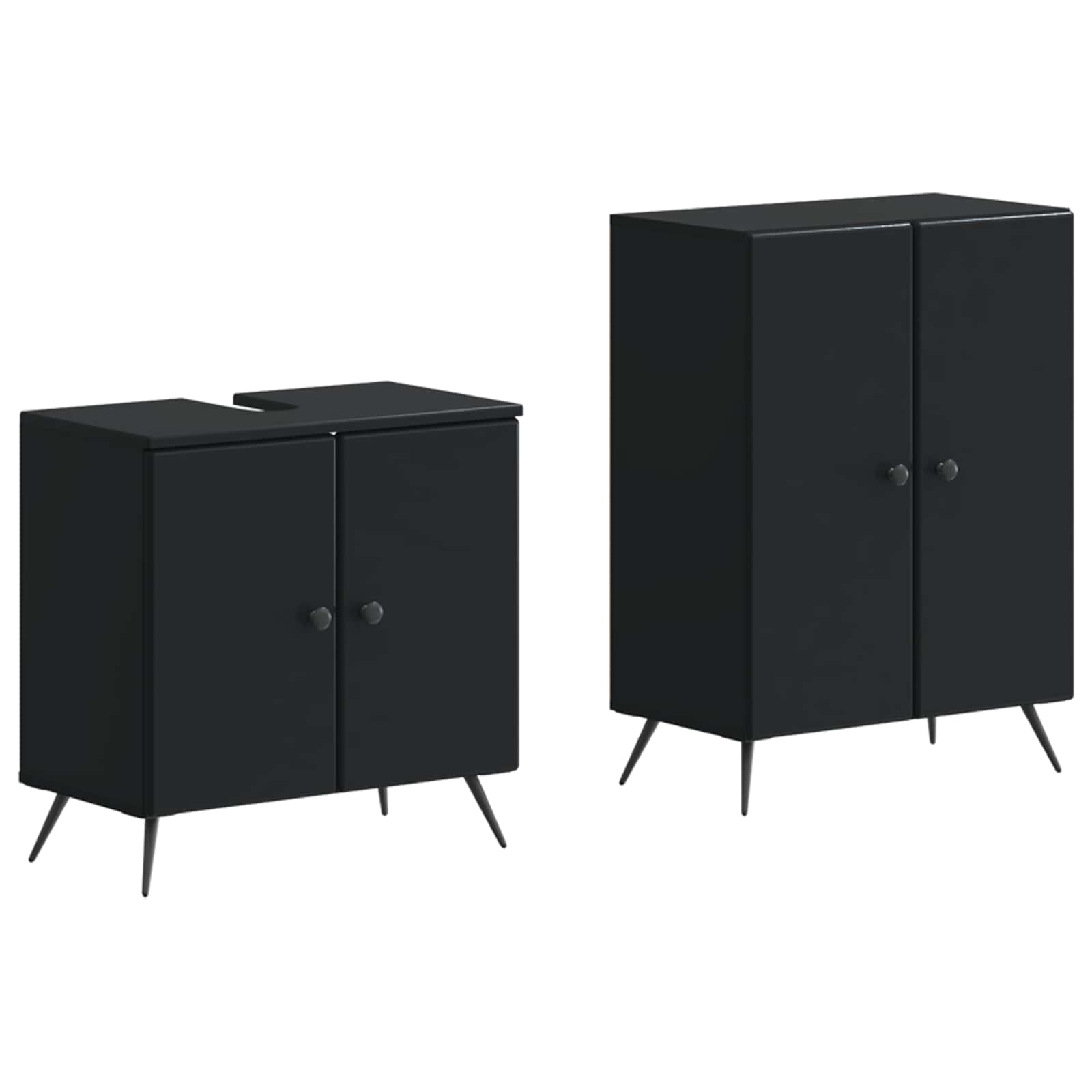 2-delige Badkamerkast Set BREDA Zwart Bewerkt hout is nu te koop bij PeponiXL, paradijselijk wonen!