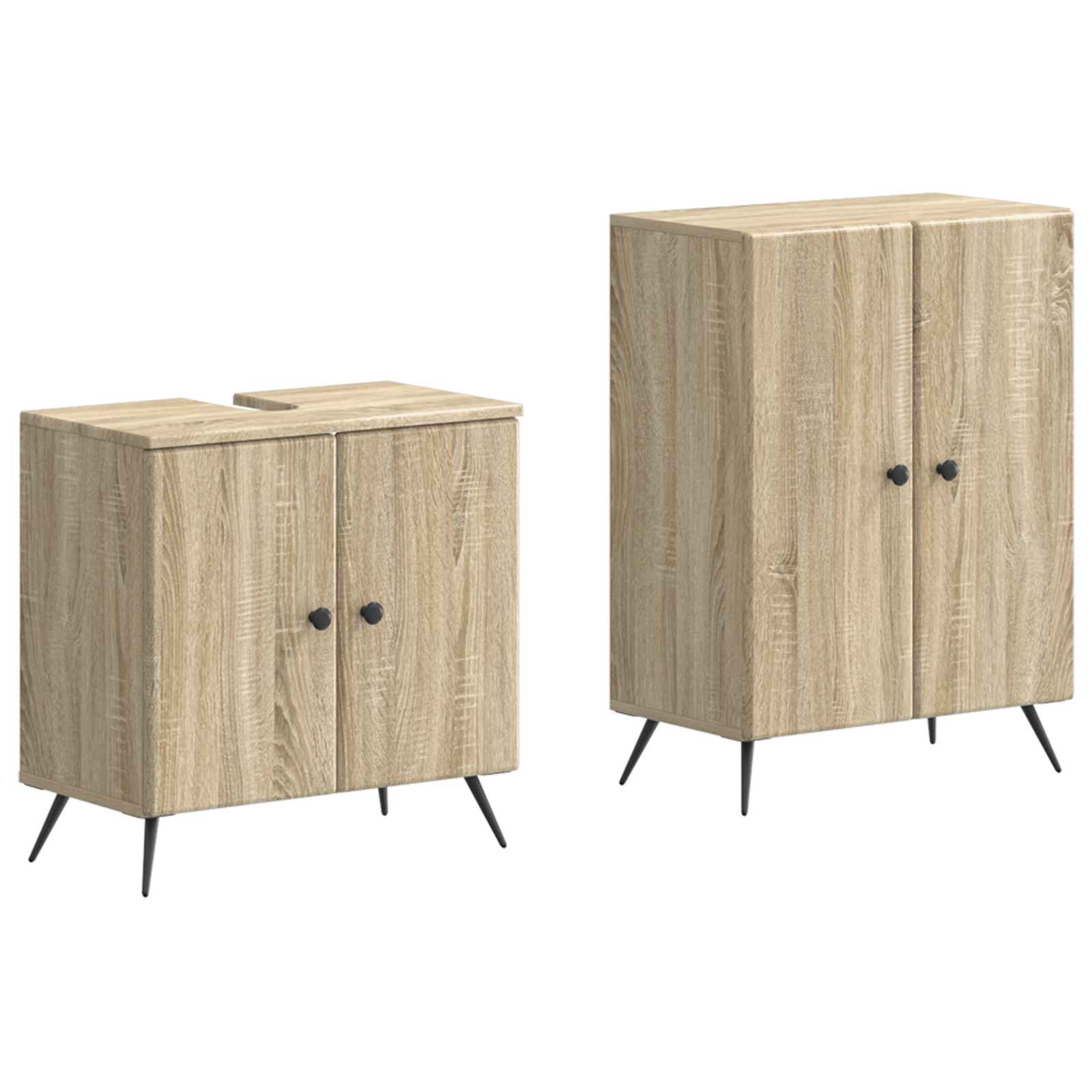 2-delige Badkamerkast Set BREDA Sonoma Eiken Bewerkt hout is nu te koop bij PeponiXL, paradijselijk wonen!