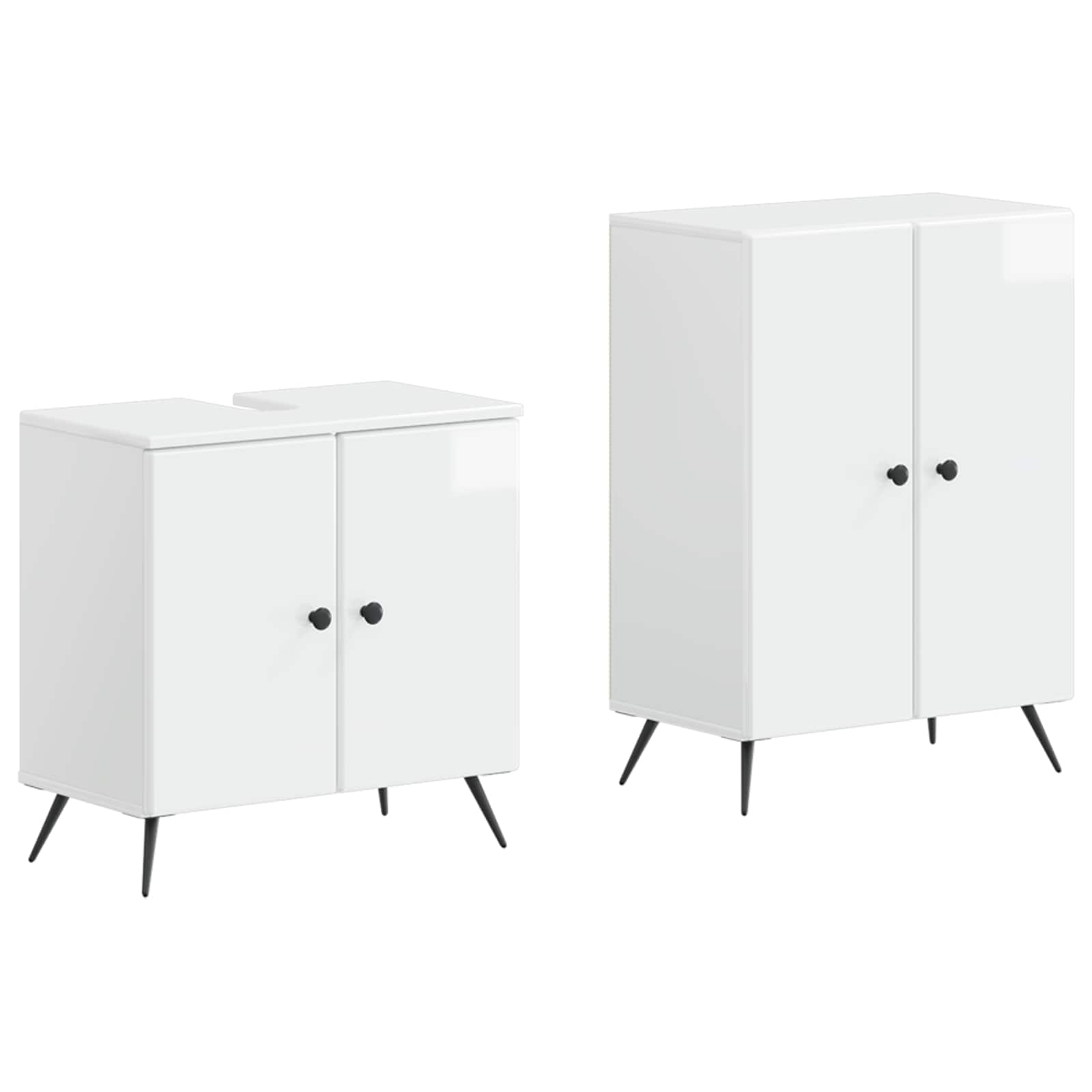 2-delige Badkamerkast Set BREDA Hoogglans Wit Bewerkt hout is nu te koop bij PeponiXL, paradijselijk wonen!