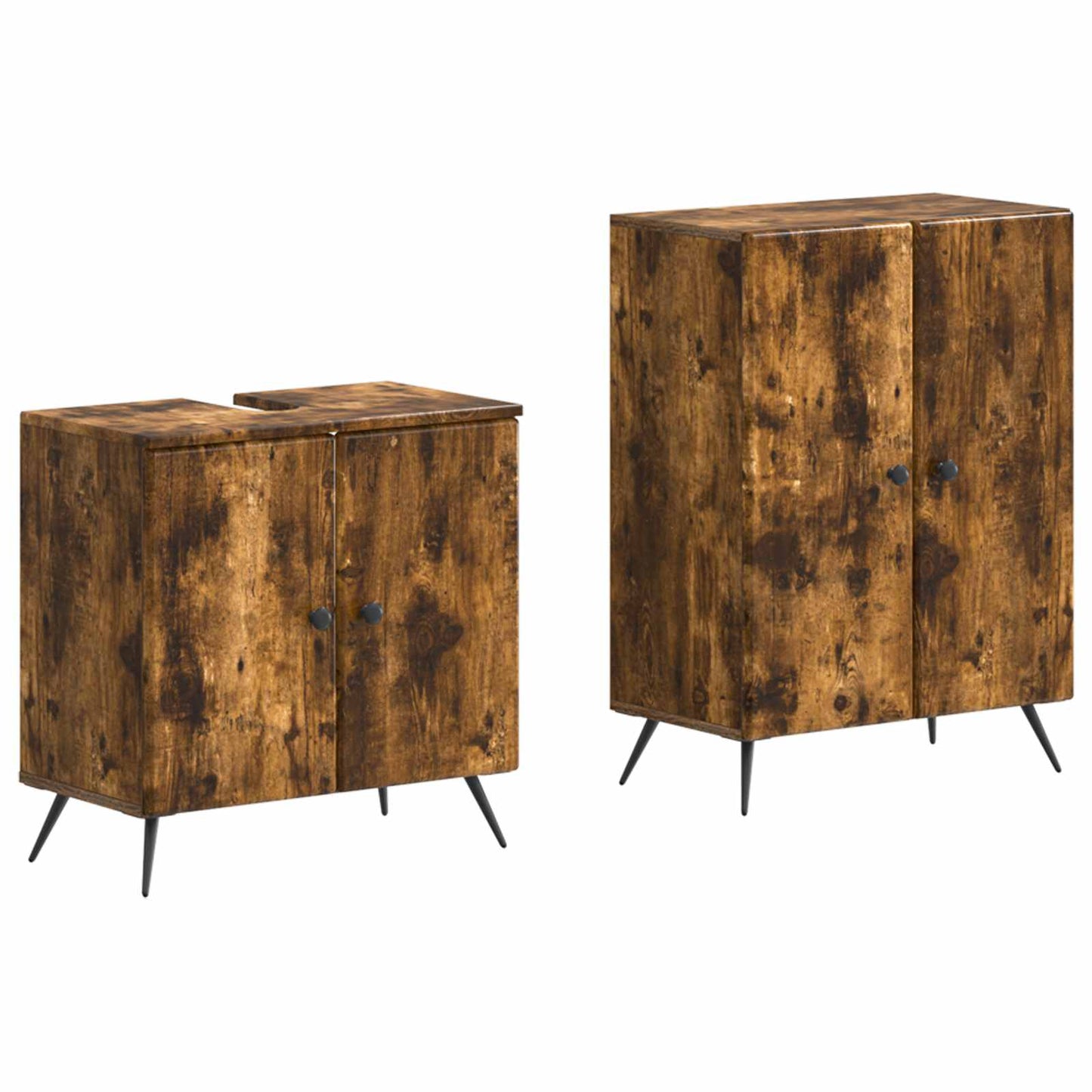 2-delige Badkamerkast Set BREDA Gerookt eiken Bewerkt hout is nu te koop bij PeponiXL, paradijselijk wonen!