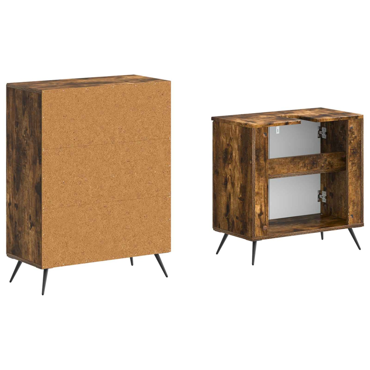 2-delige Badkamerkast Set BREDA Gerookt eiken Bewerkt hout is nu te koop bij PeponiXL, paradijselijk wonen!