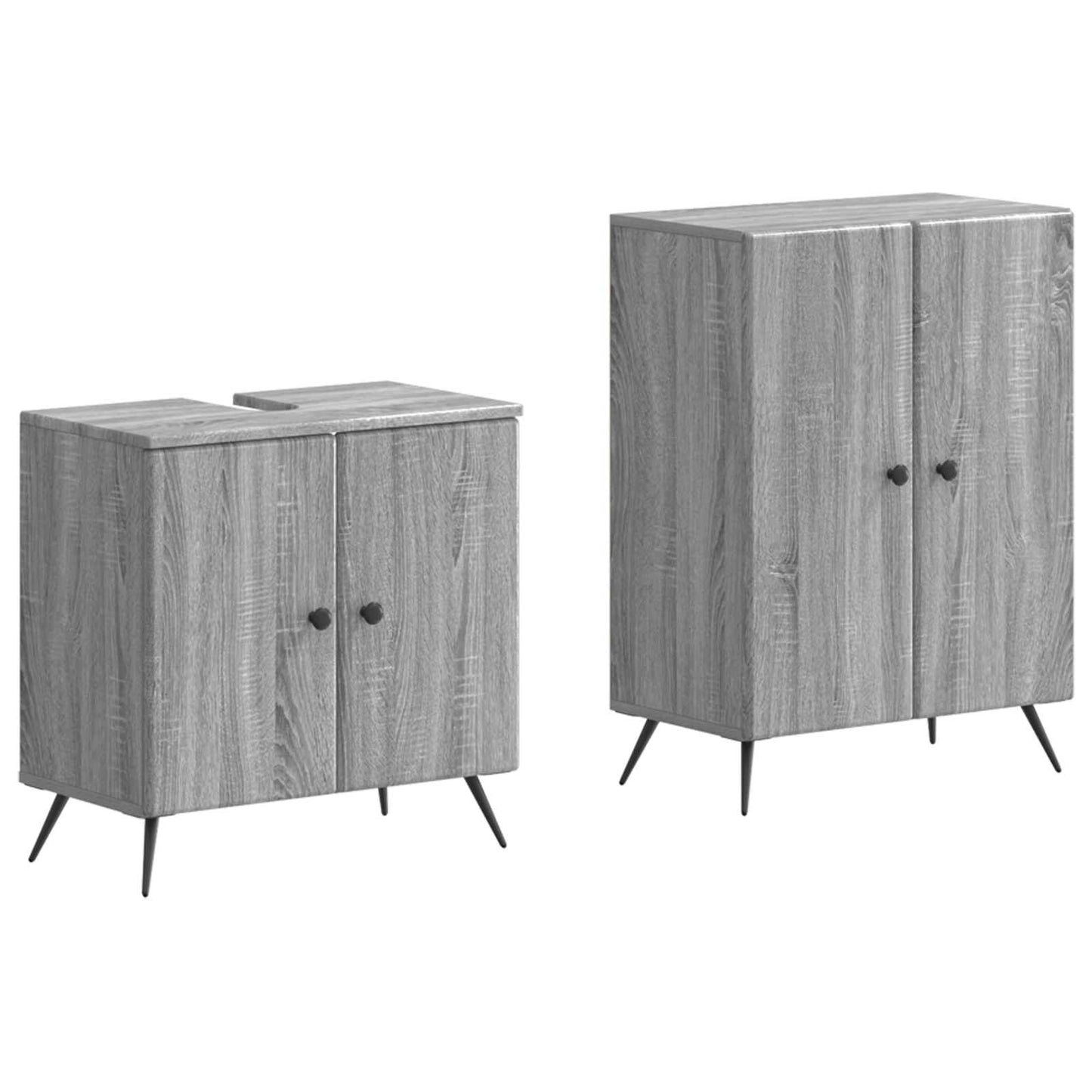2-delige Badkamerkast Set BREDA Grijs Sonoma Bewerkt hout is nu te koop bij PeponiXL, paradijselijk wonen!